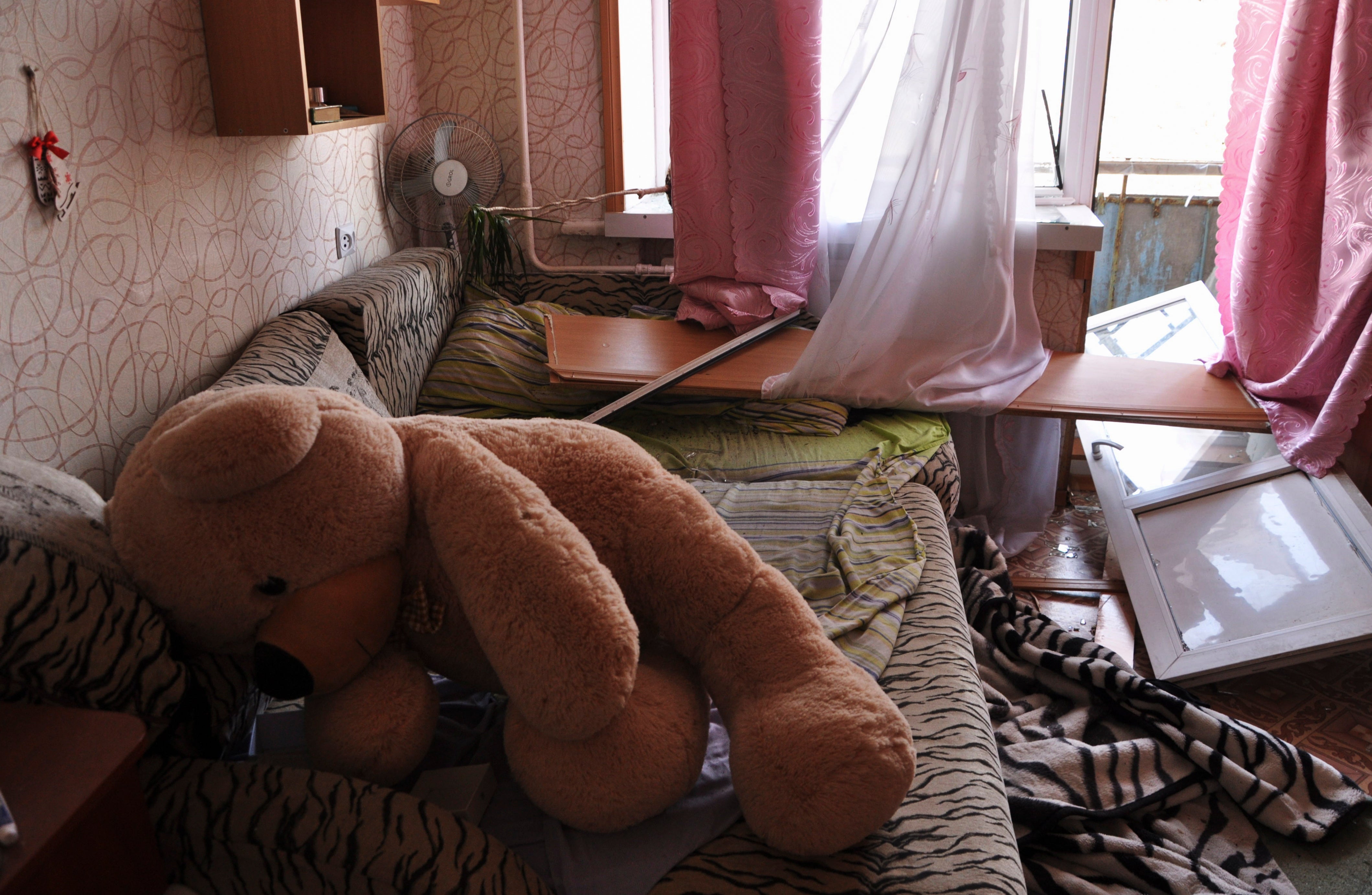 Inside a flat in a destroyed building after shelling in Chernihiv on 27 March