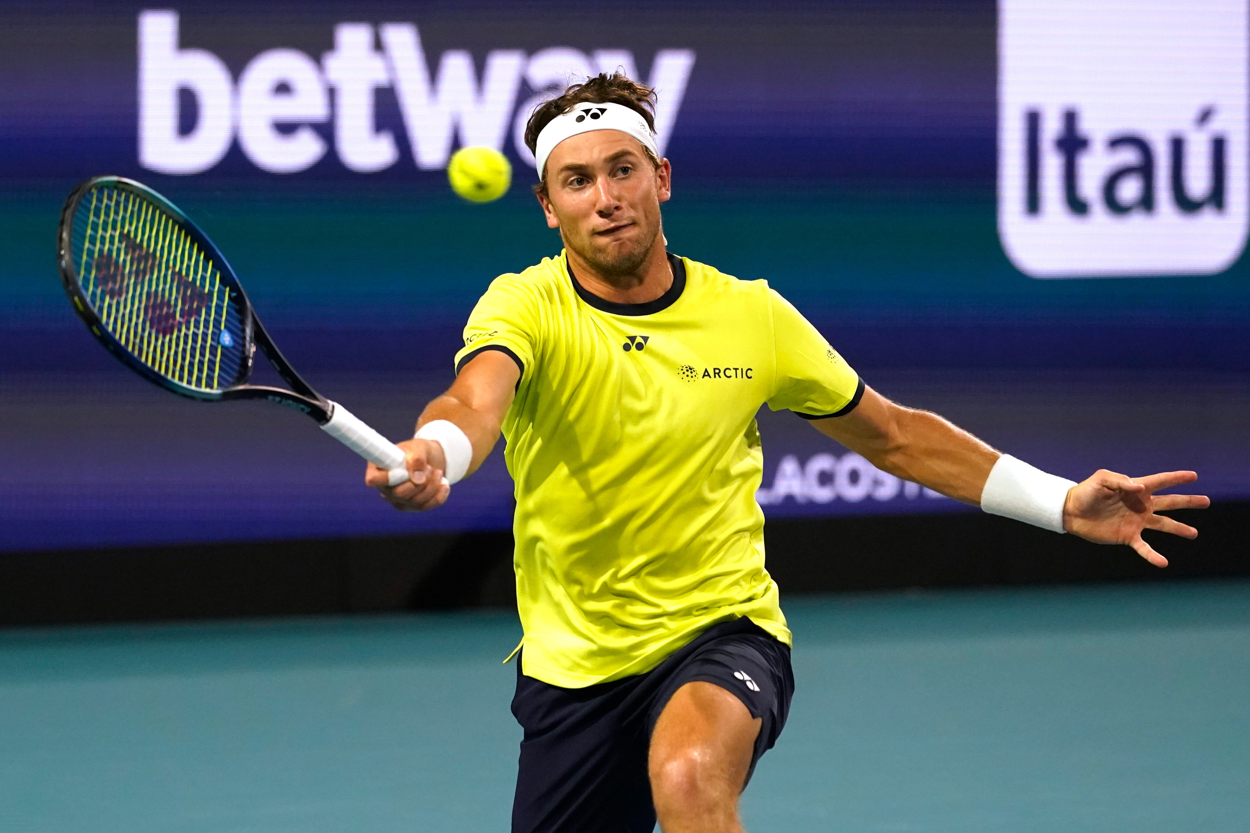 Casper Ruud is on the cusp of reaching his first ATP Masters 1000 final after upsetting second seed Alexander Zverev in the quarter-finals of the Miami Open (Marta Lavandier/AP)