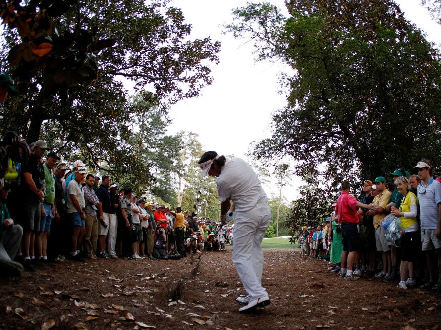 Bubba Watson hits a miraculous shot in the play-off to win The Masters in 2012