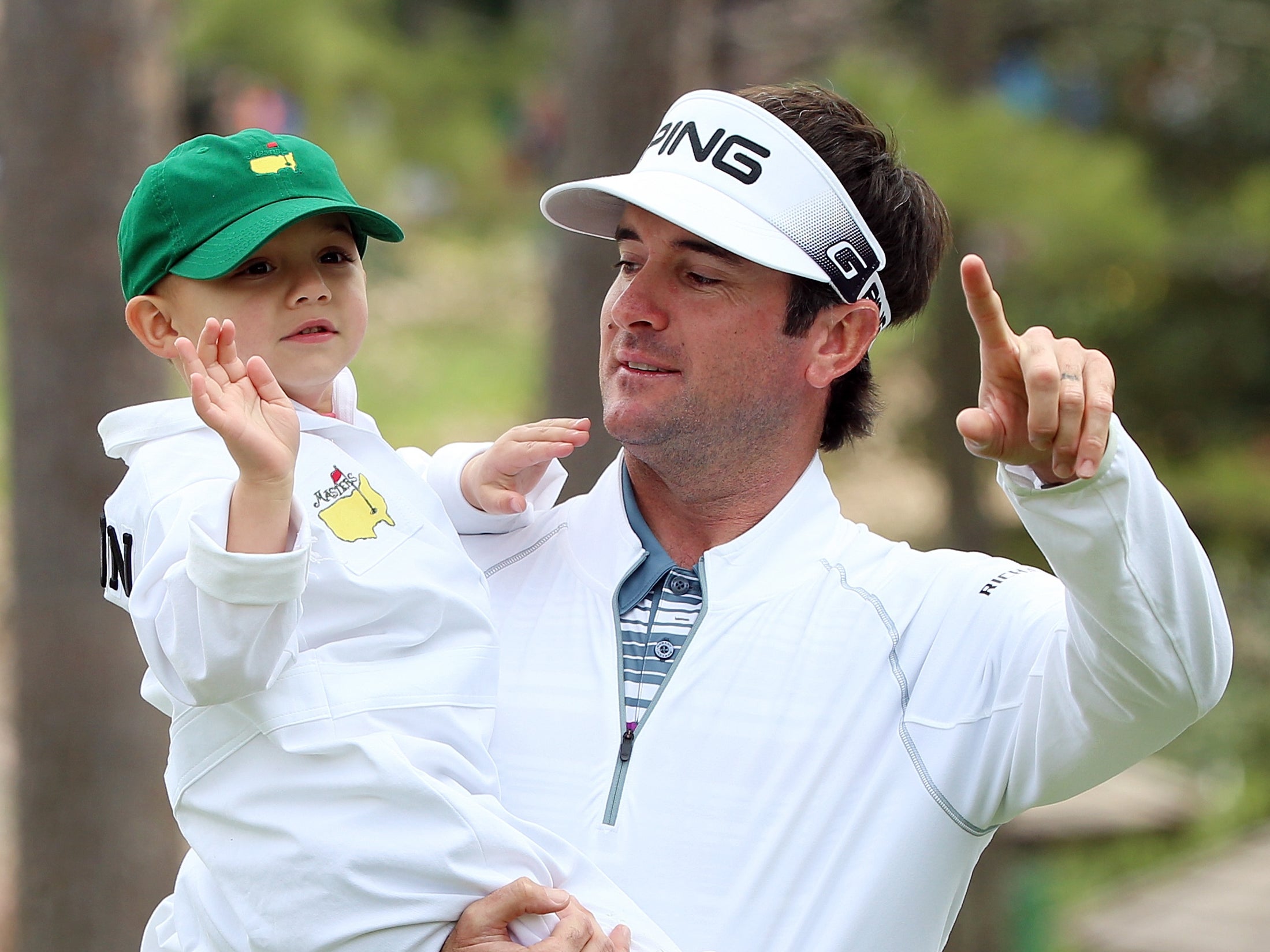 Bubba Watson at The Masters with his son in 2016