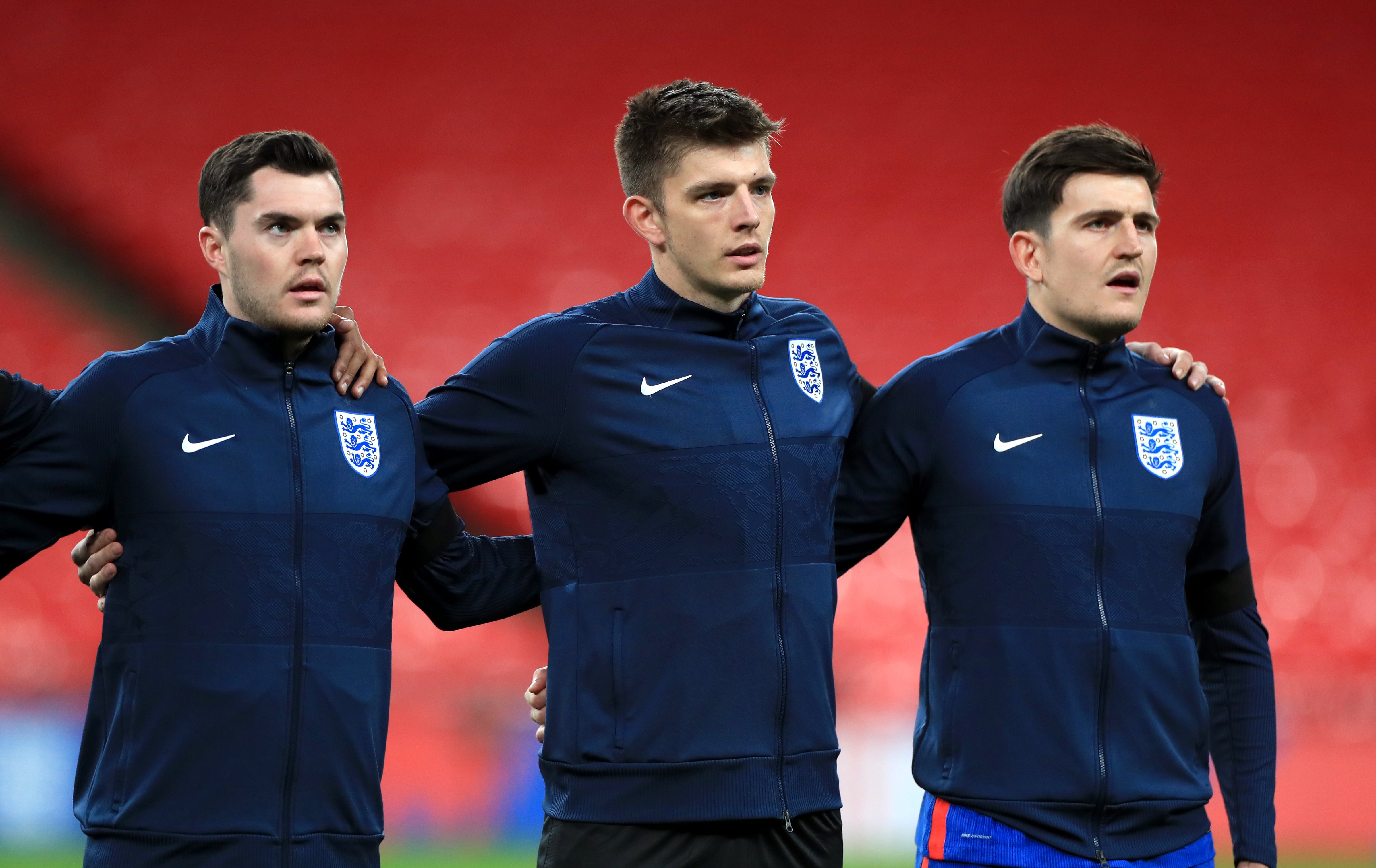 England goalkeeper Nick Pope, centre, said the squad were surprised by the booing of Harry Maguire (Mike Egerton/PA)