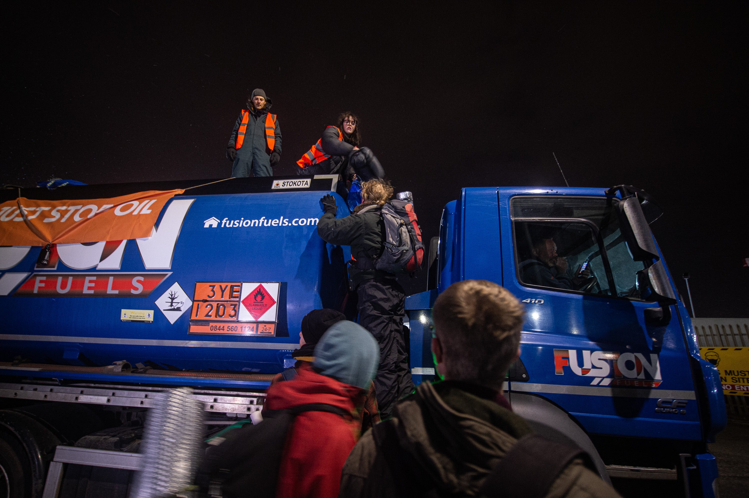 Just Stop Oil protesters close down Gray’s Inter Terminals by boarding fuel haulage vehicles