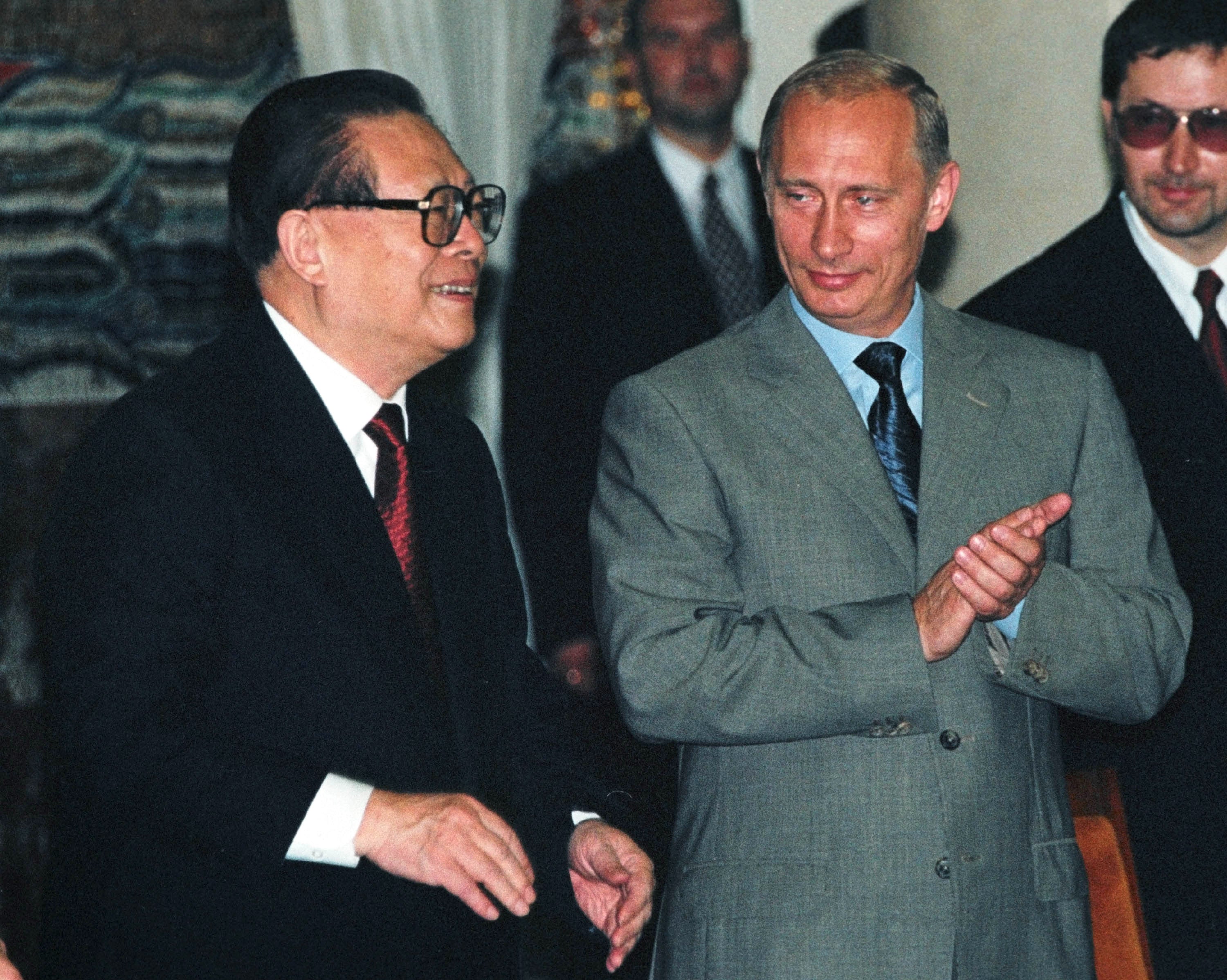 Putin and his Chinese counterpart Jiang Zemin signed a new friendship treaty between China and Russia in July 2001