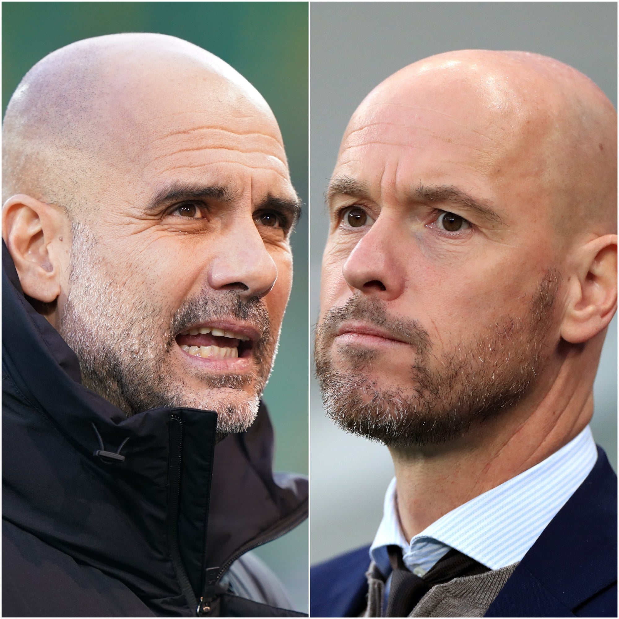 Pep Guardiola and Erik Ten Hag (Mike Egerton/Joe Giddens/PA)