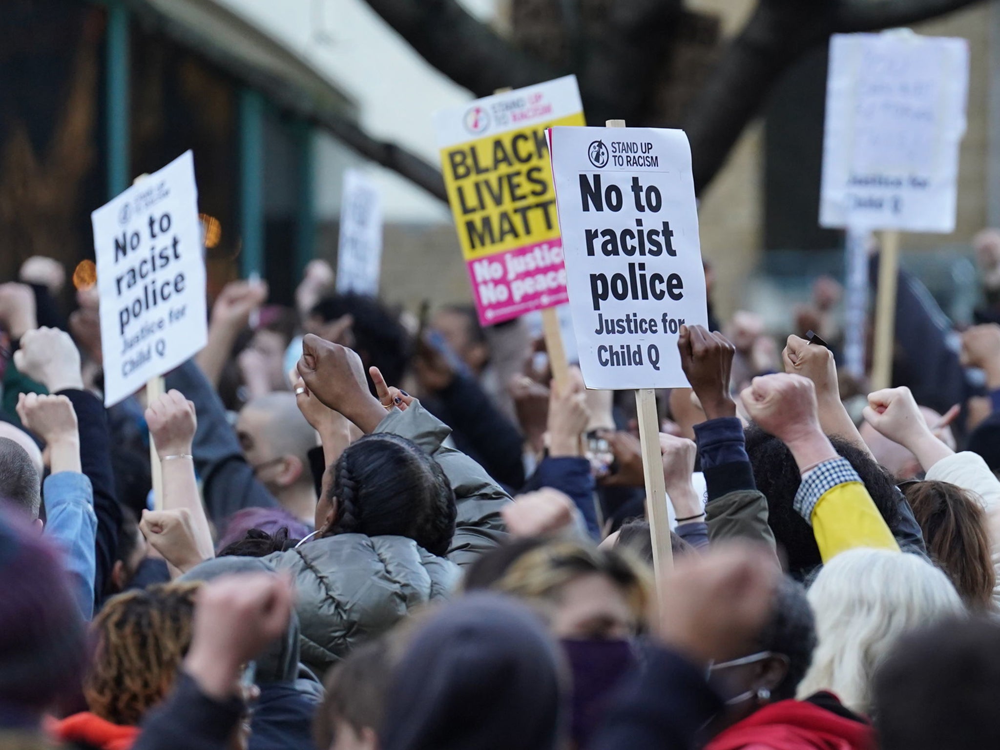 People protest outside Stoke Newington Police Station in Hackney over treatment of Child Q