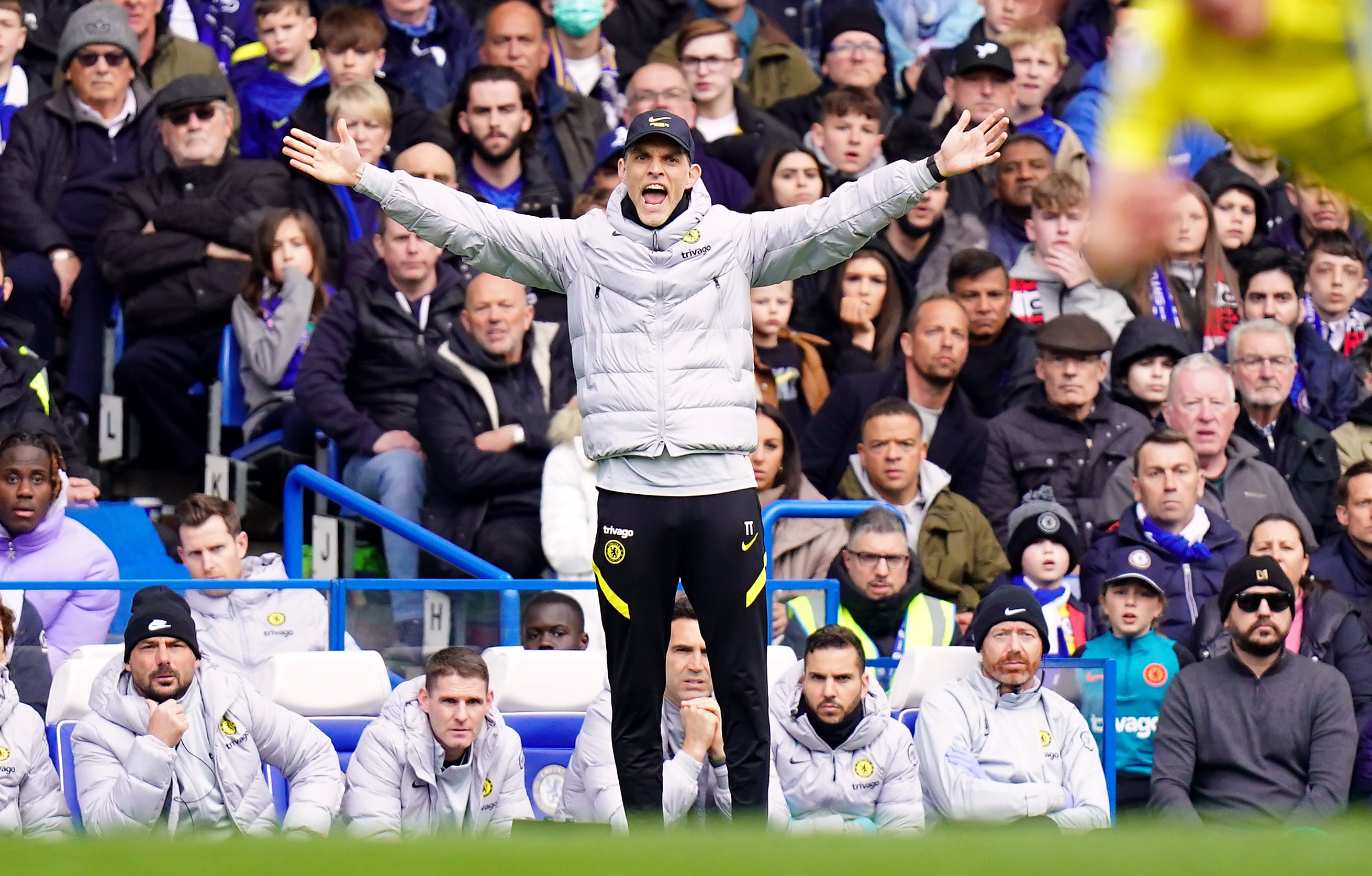 Chelsea manager Thomas Tuchel on the touchline (Adam Davy/PA)