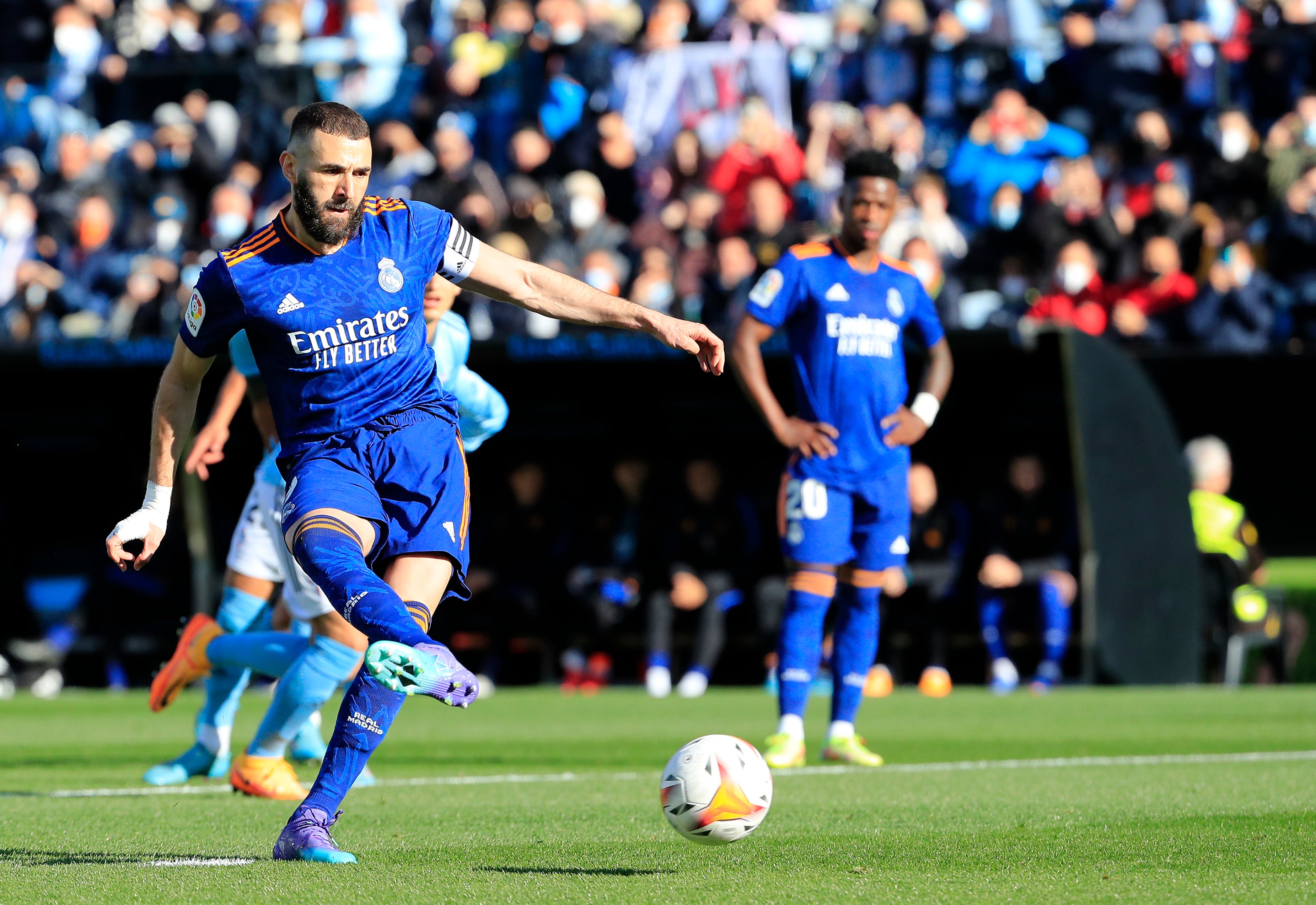 Karim Benzema scored two penalties and missed one as Real Madrid beat Celta Vigo (Lalo R. Villar/AP)