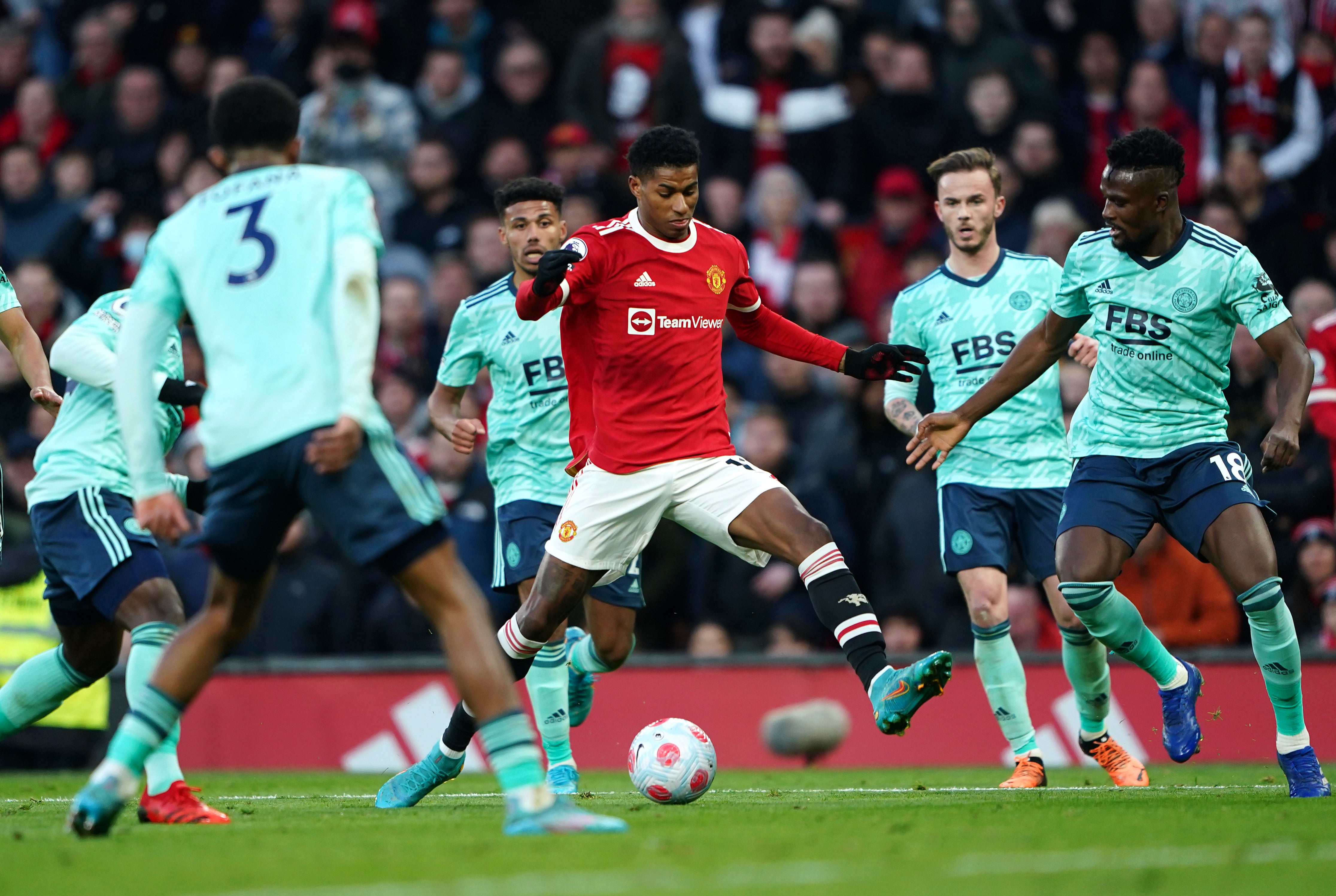 Marcus Rashford (centre) had to be content with an appearance off the bench (Zac Goodwin/PA)