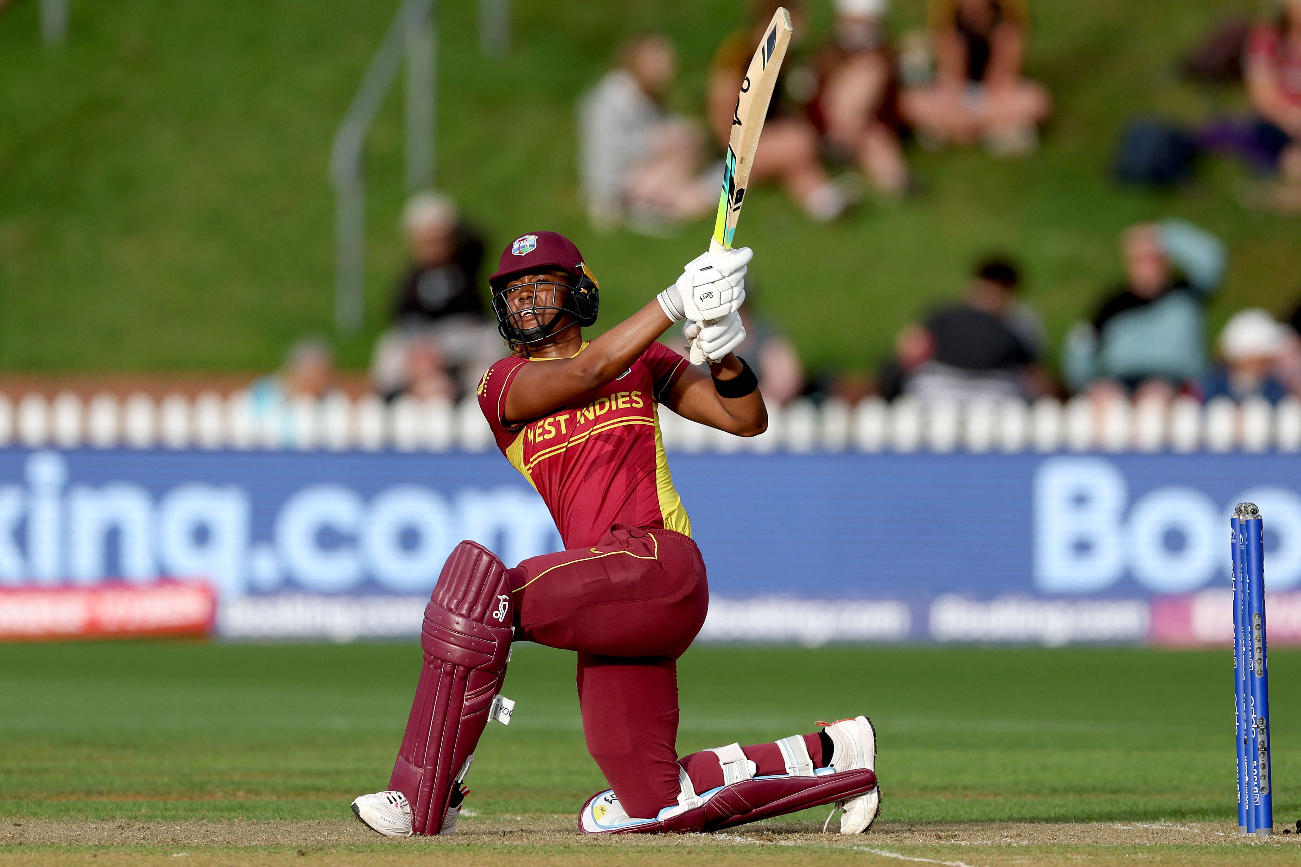 West Indies star Hayley Matthews plays a shot against Australia