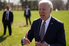 Biden news – live: President says Putin should face war crimes trial as Senators vote on Ketanji Brown Jackson