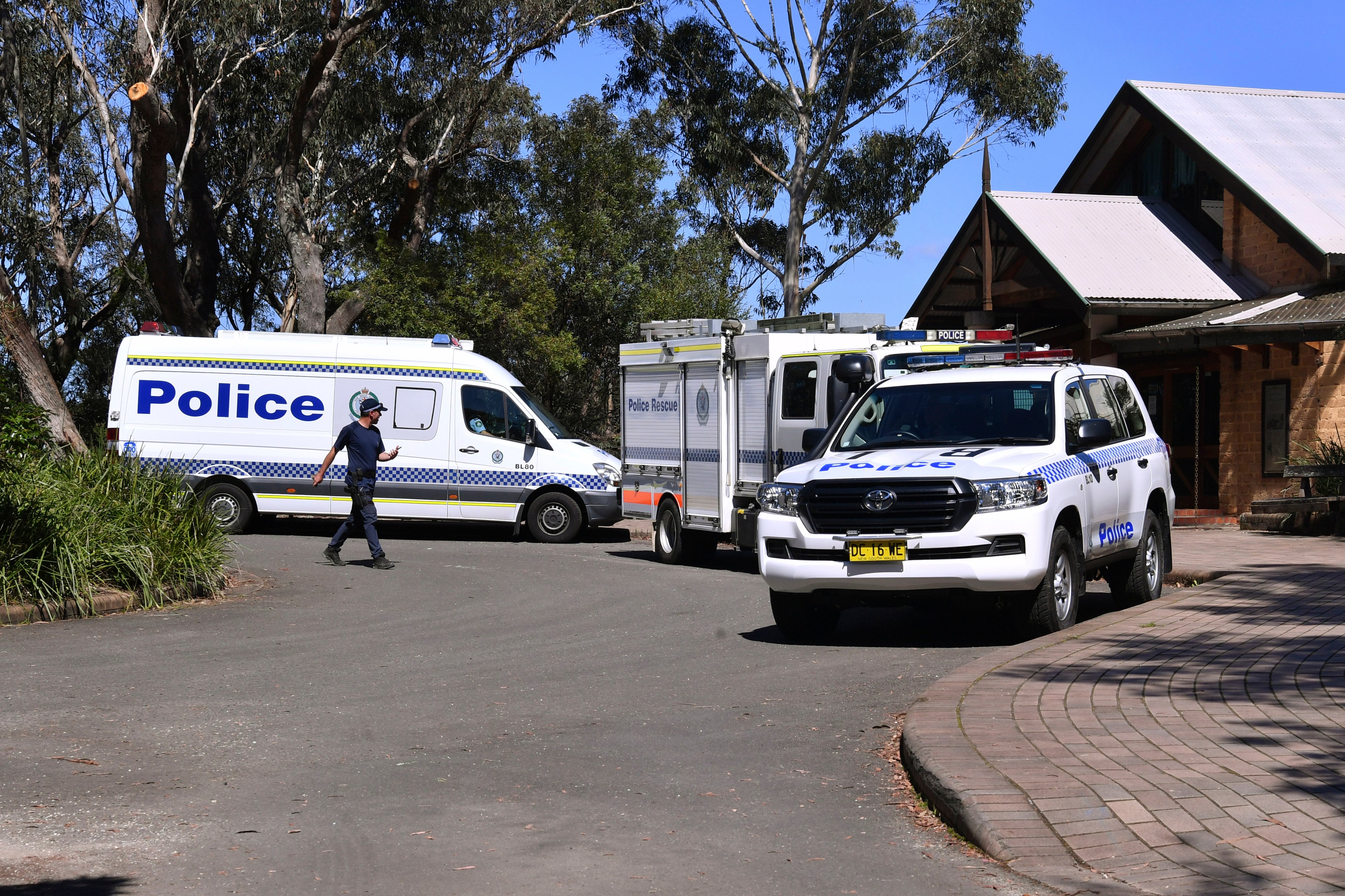 Police work at the start of the walking route at Wentworth Falls