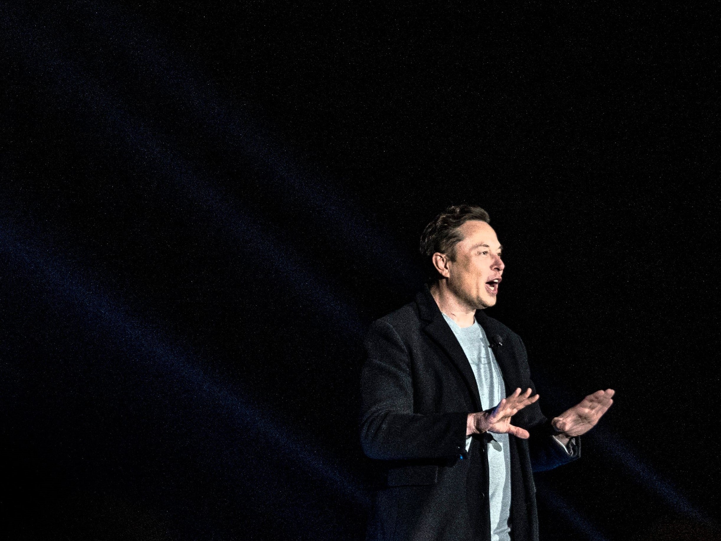 Elon Musk speaks during a press conference at SpaceX’s Starbase facility near Boca Chica Village in South Texas on 10 February, 2022