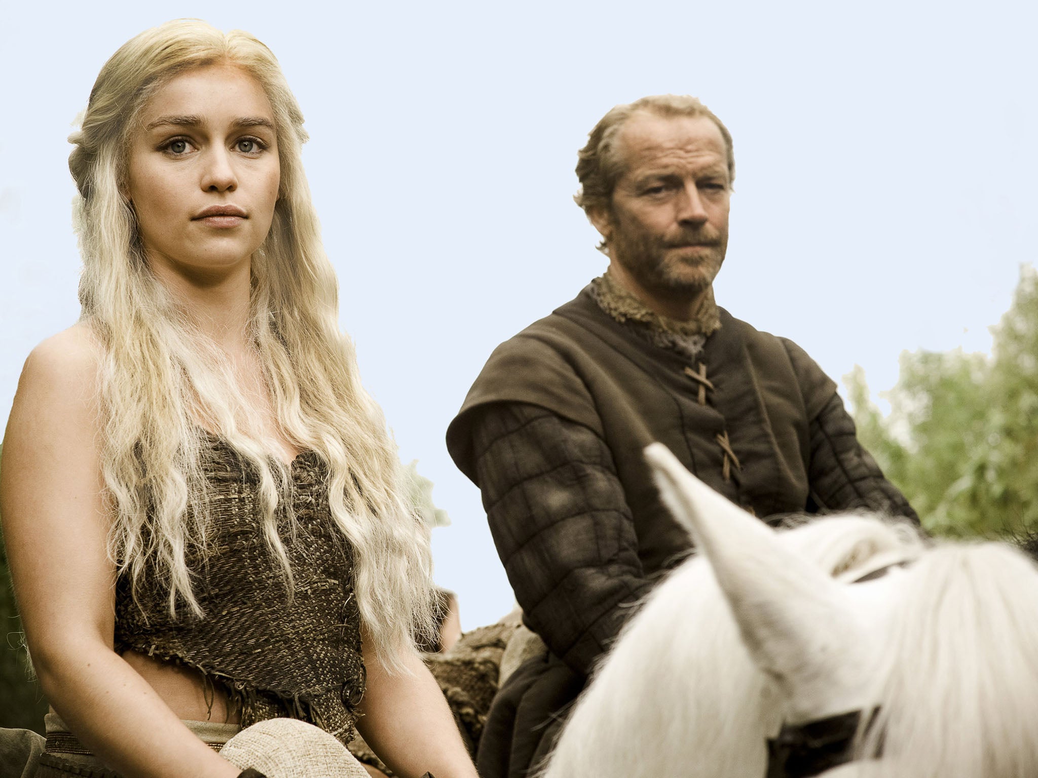 Emilia Clarke and Iain Glen in ‘Game of Thrones'