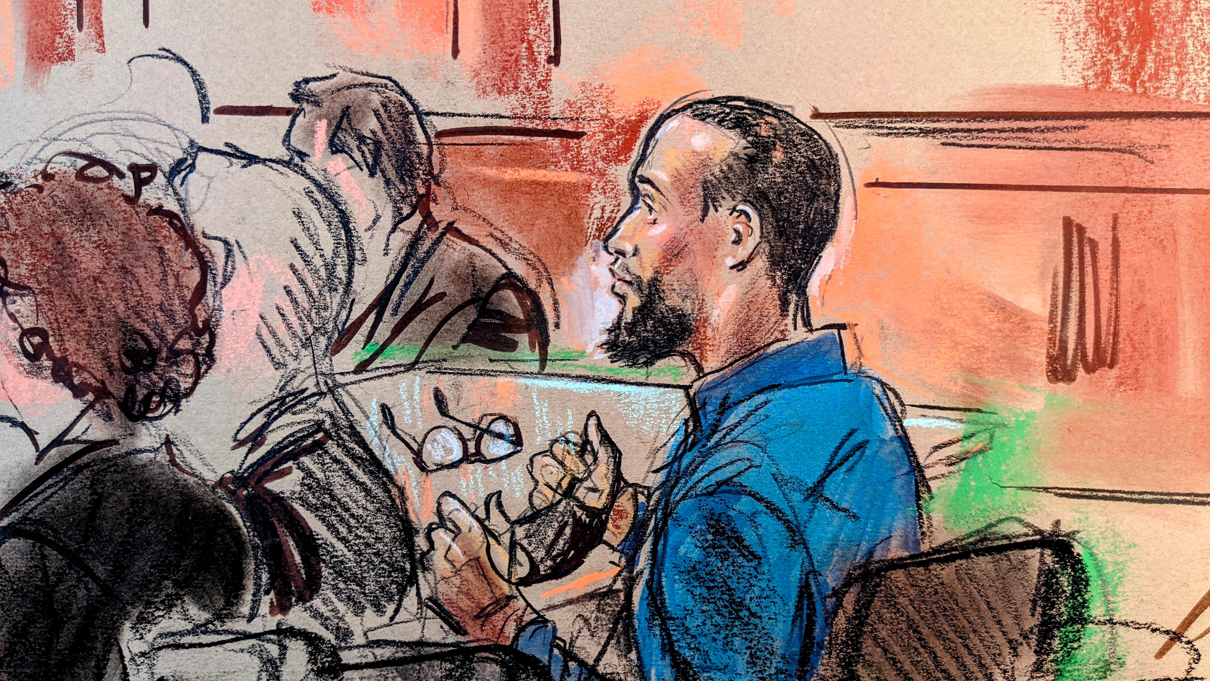 Court sketch of El Shafee Elsheikh in court