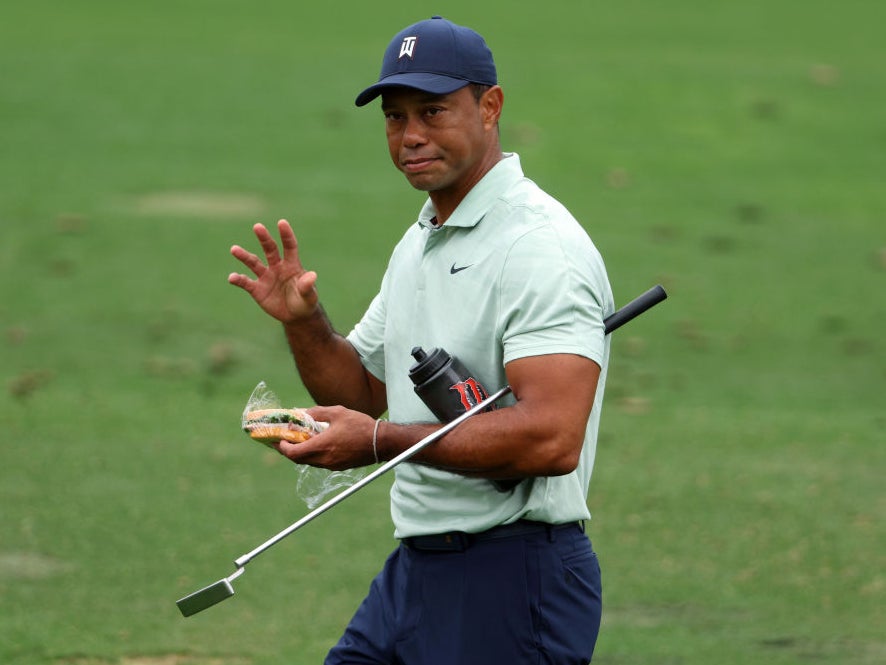 Tiger Woods in practice at Augusta ahead of his competitive comeback