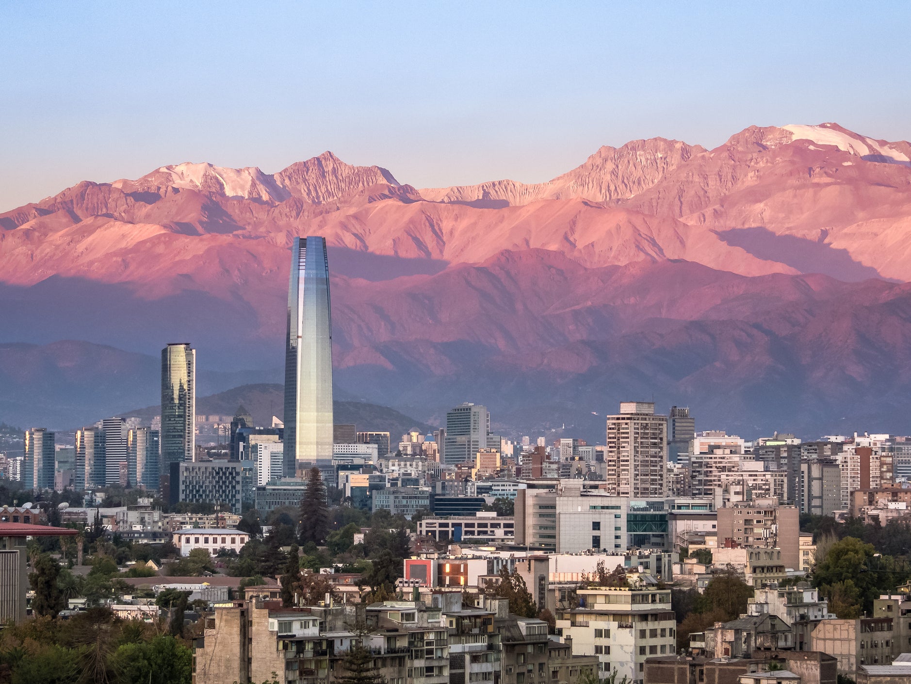 Seeing pink: the Santiago skyline at sunset