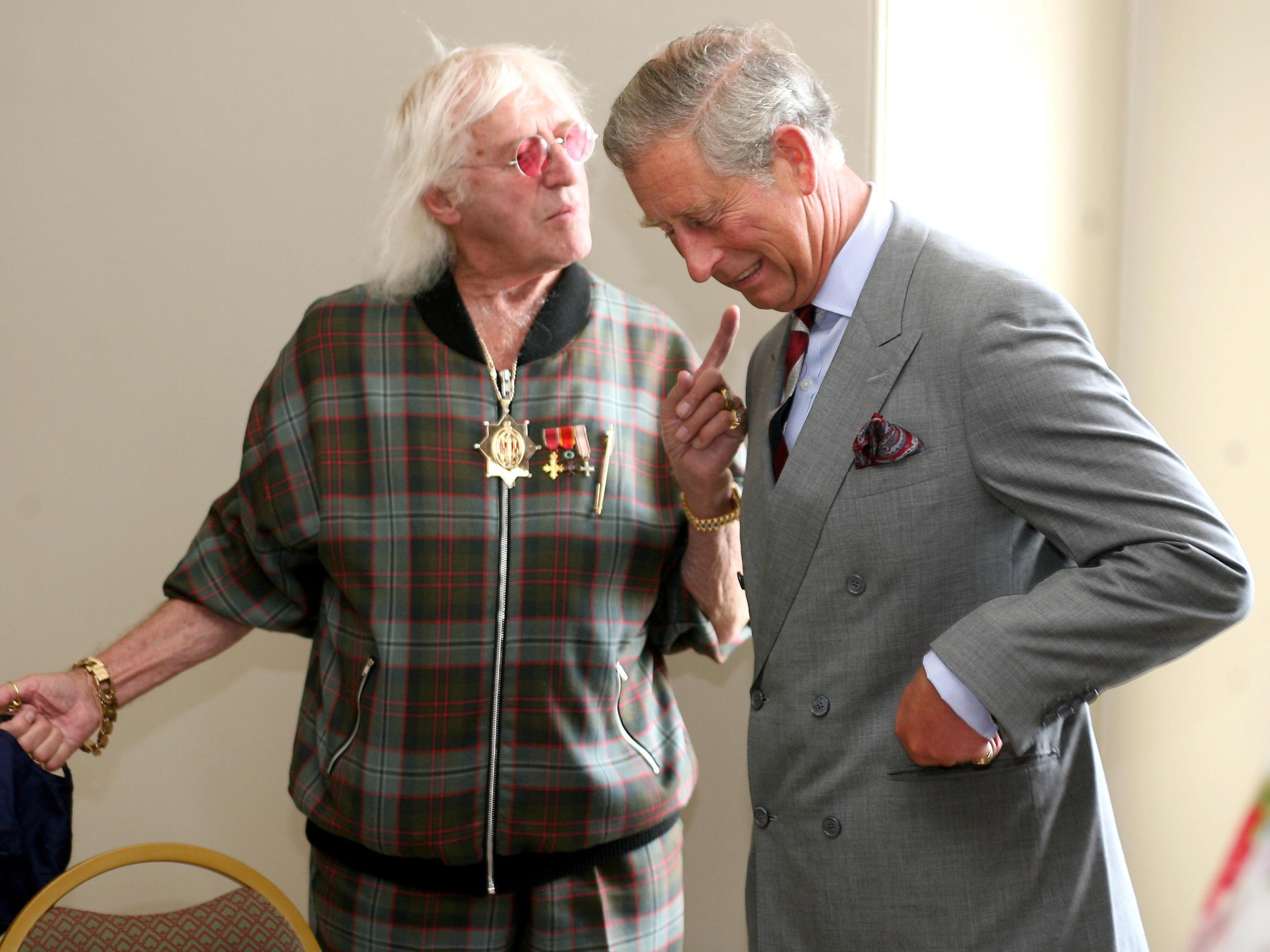 Prince Charles meets Sir Jimmy Savile during a visit to Scarborough in 2007