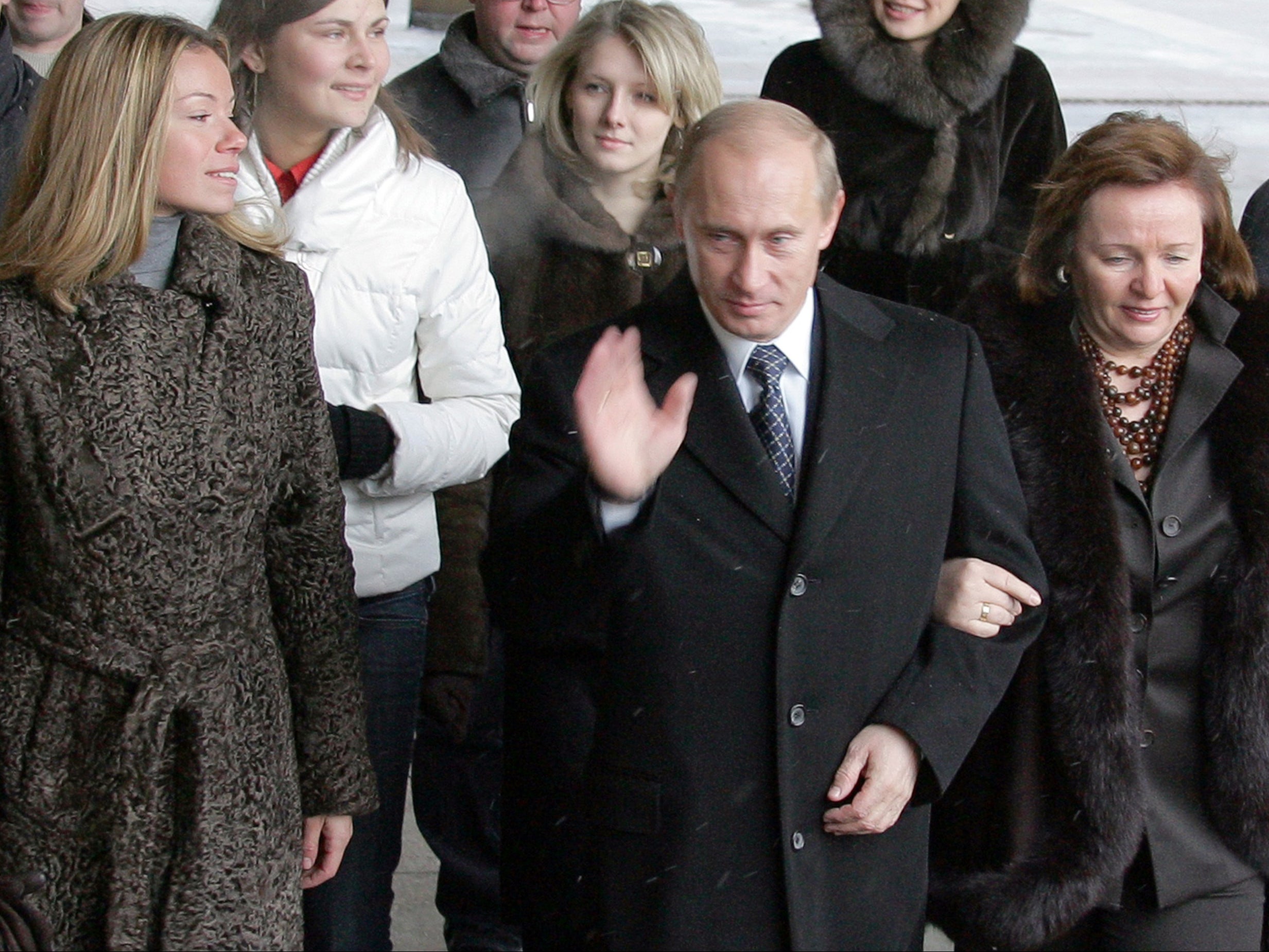 Russian president Vladimir Putin, with his ex-wife Ludmila and their daughter Maria (left) in 2007