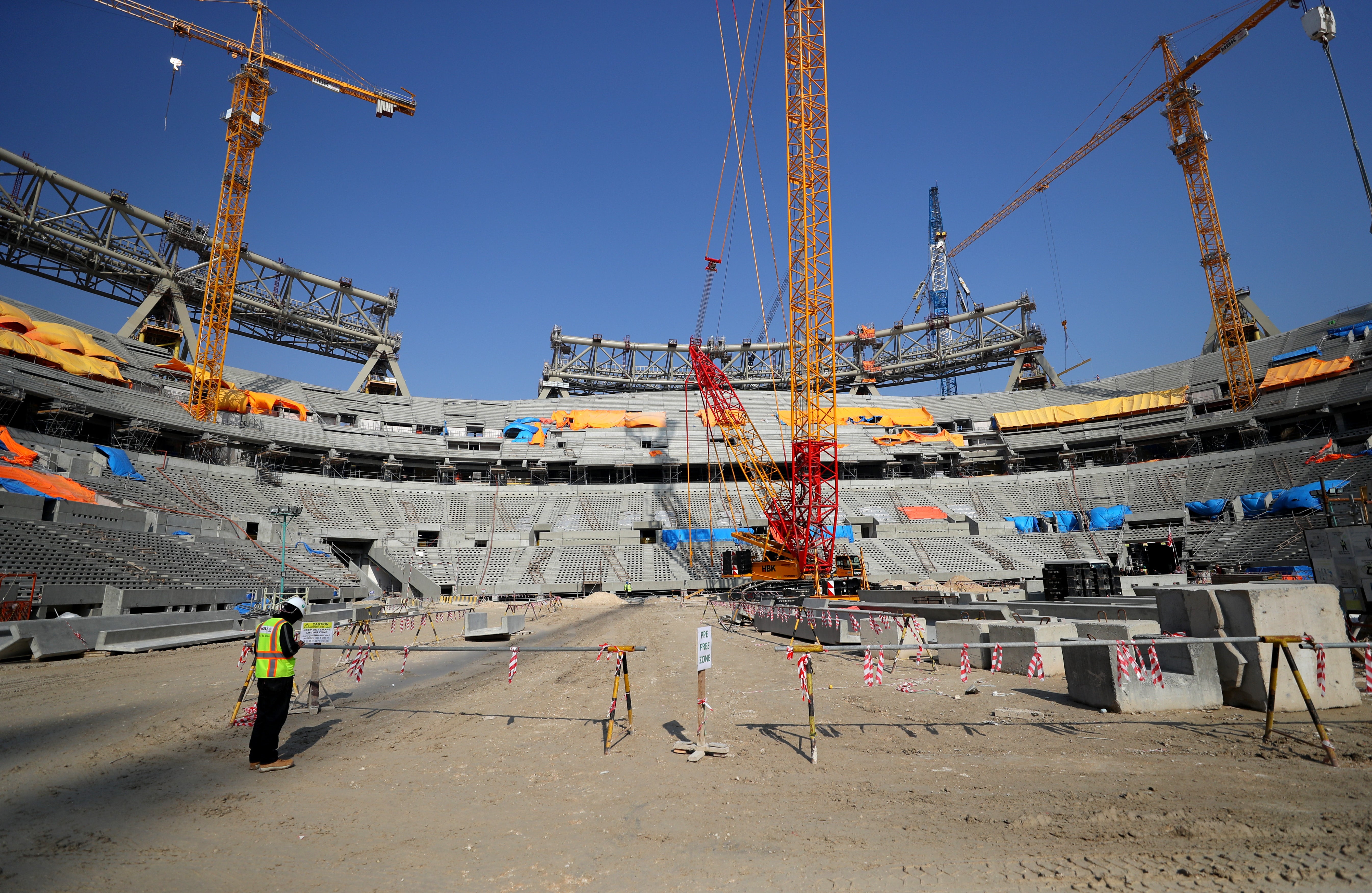 The construction work at Lusail Stadium in Doha, Qatar