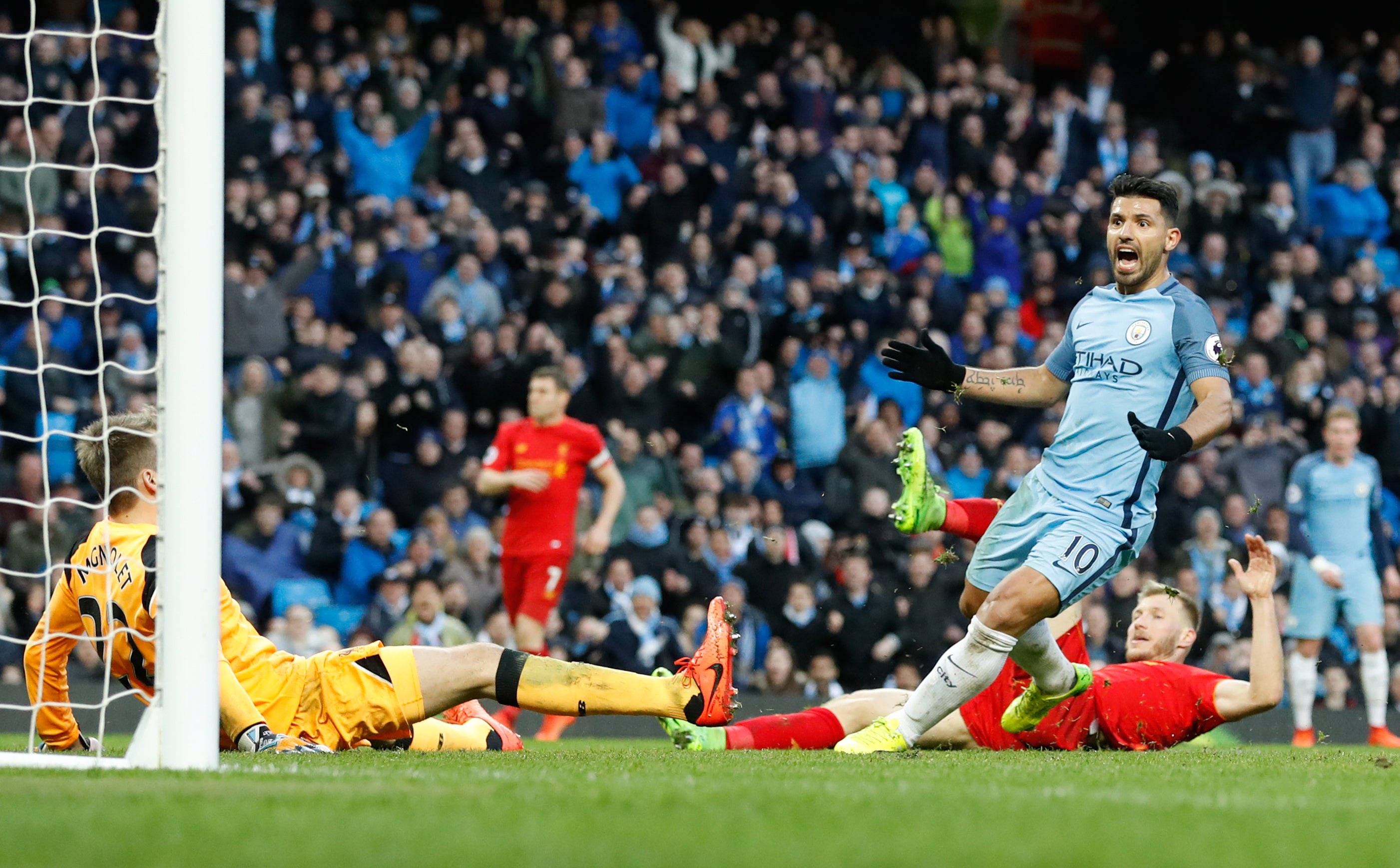 Sergio Aguero was on target but missed other chances (Martin Rickett/PA)