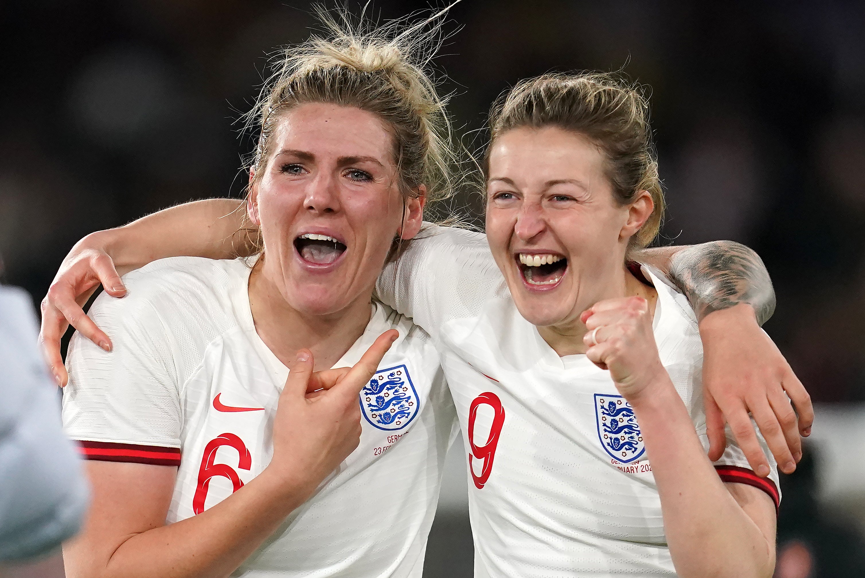 Millie Bright, left, with “goal machine” Ellen White, right, (Nick Potts/PA)