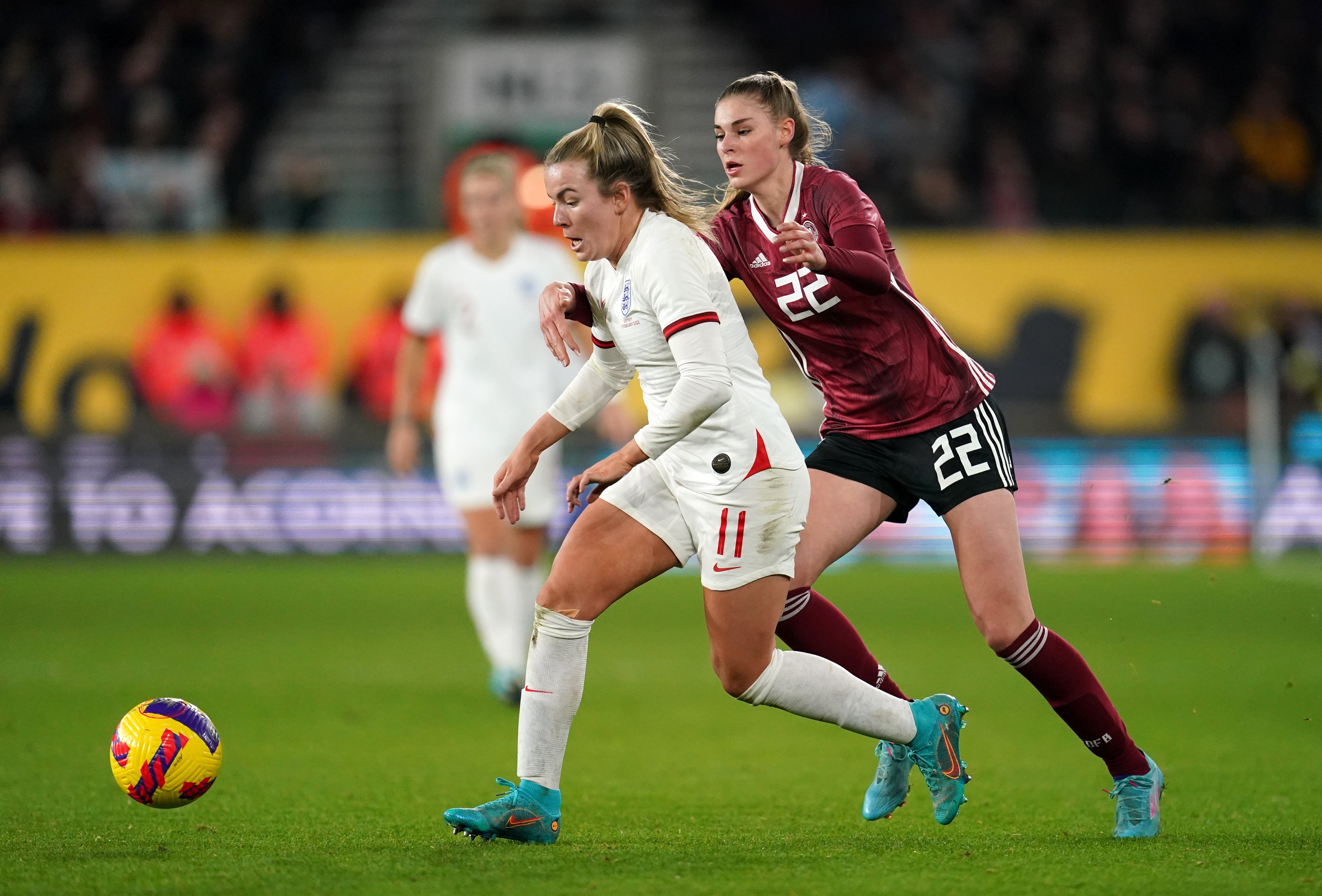 England in action against Germany in February (Nick Potts/PA)