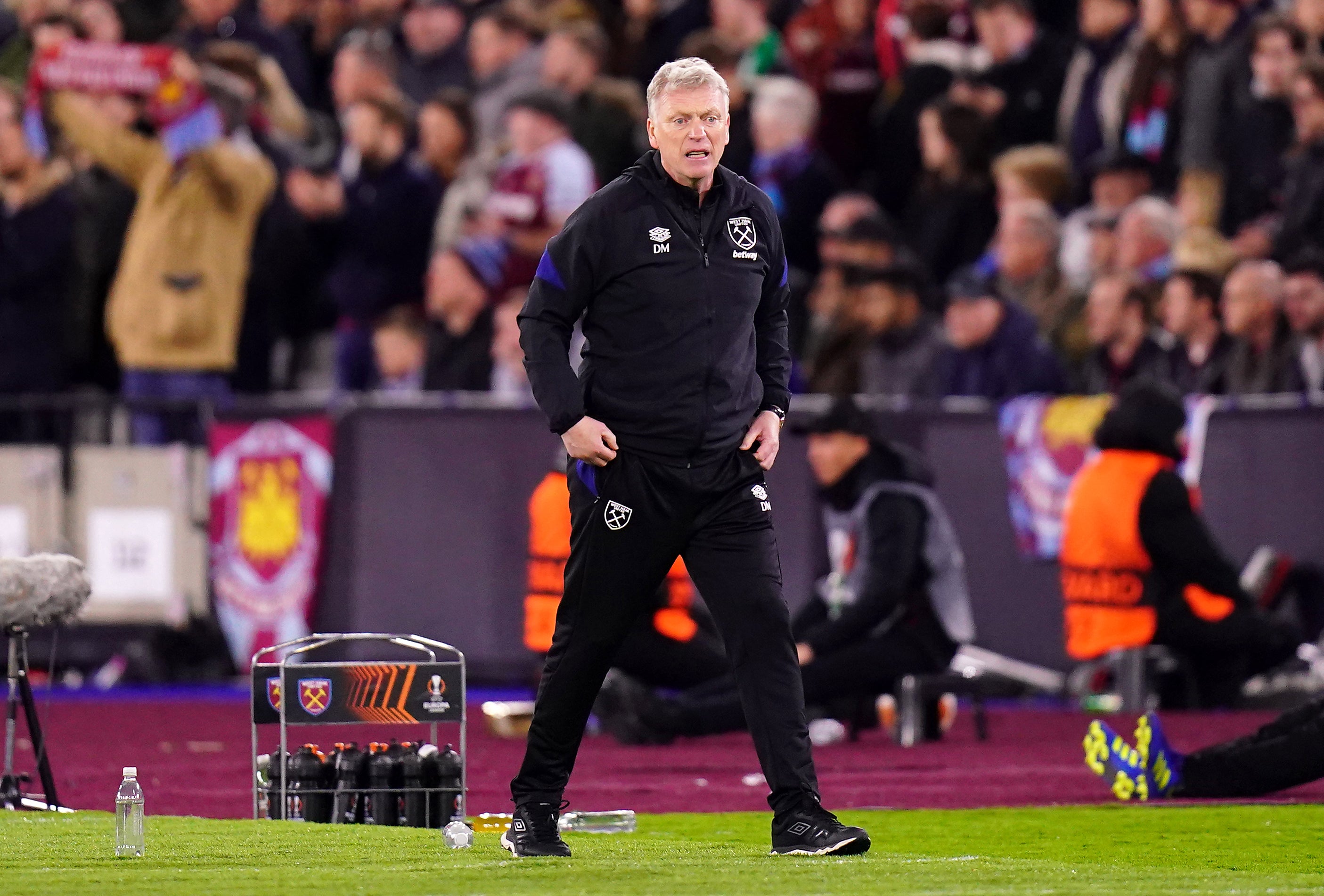 David Moyes criticised the fan who ran onto the pitch in his side’s draw with Lyon (Adam Davy/PA)