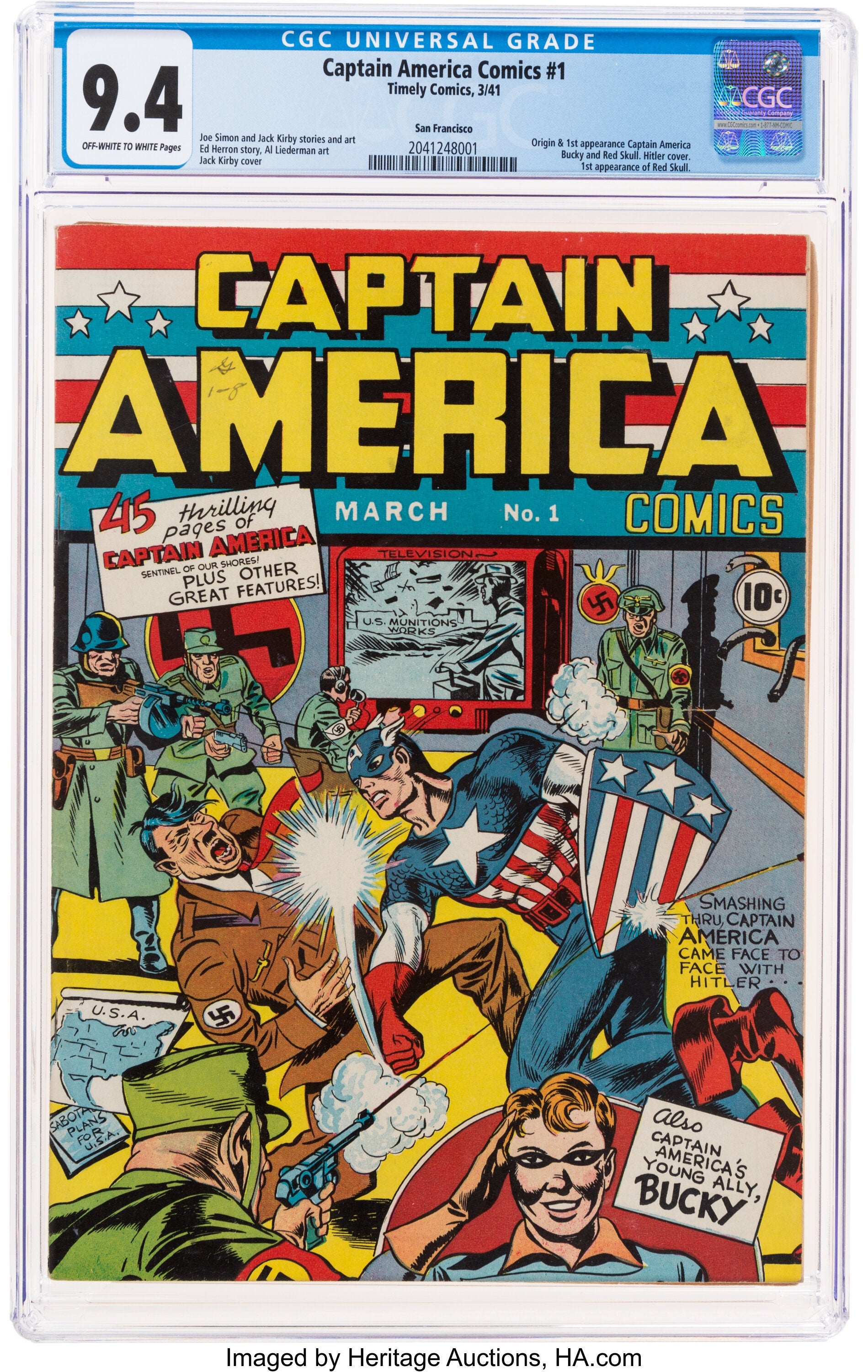 1941’s ‘Captain America Comics No. 1’, from the San Francisco Pedigree Collection, sold for $3.1 million.