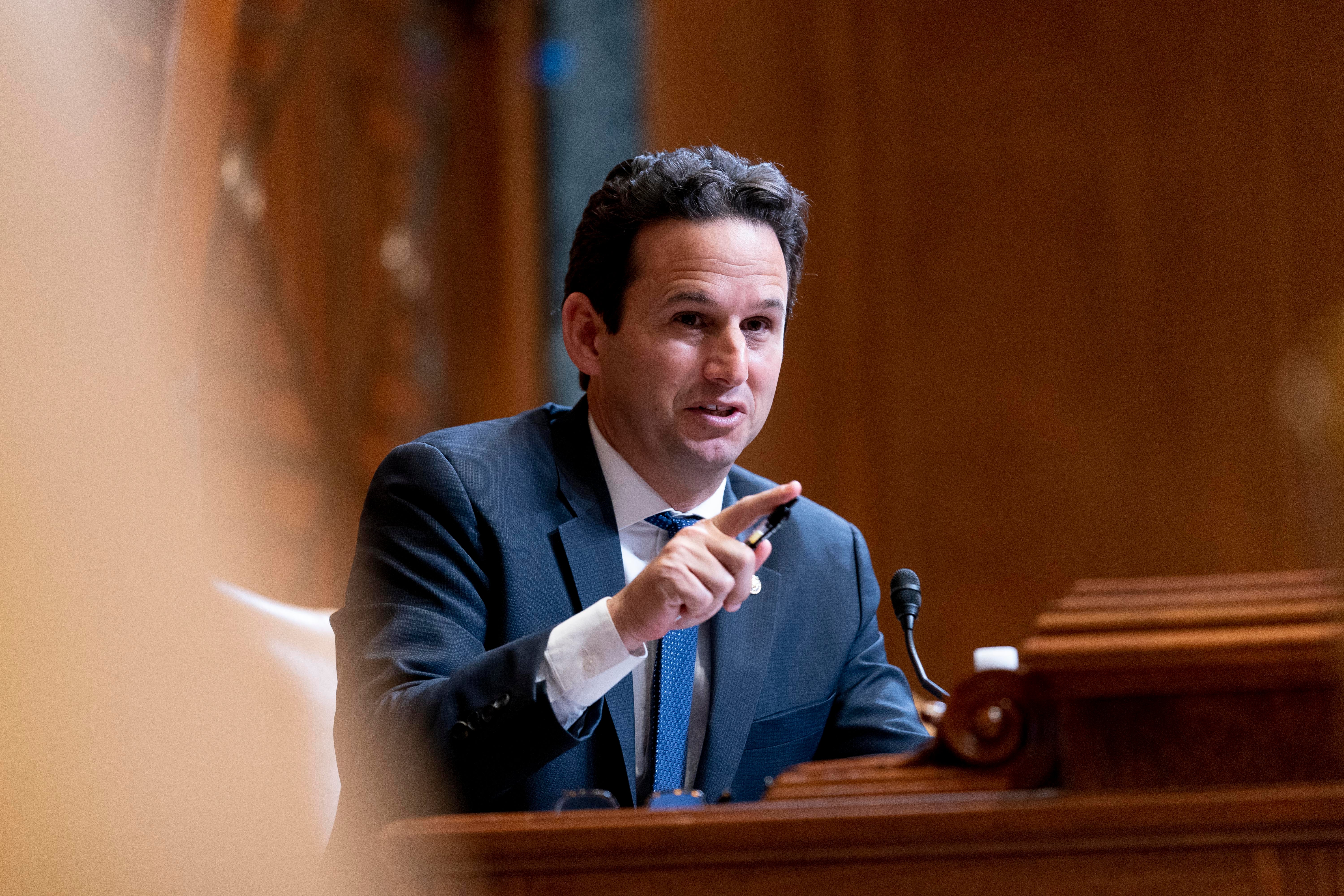 Sen Brian Schatz, D-Hawaii, speaks during a Senate Commerce Committee hearing on Capitol Hill