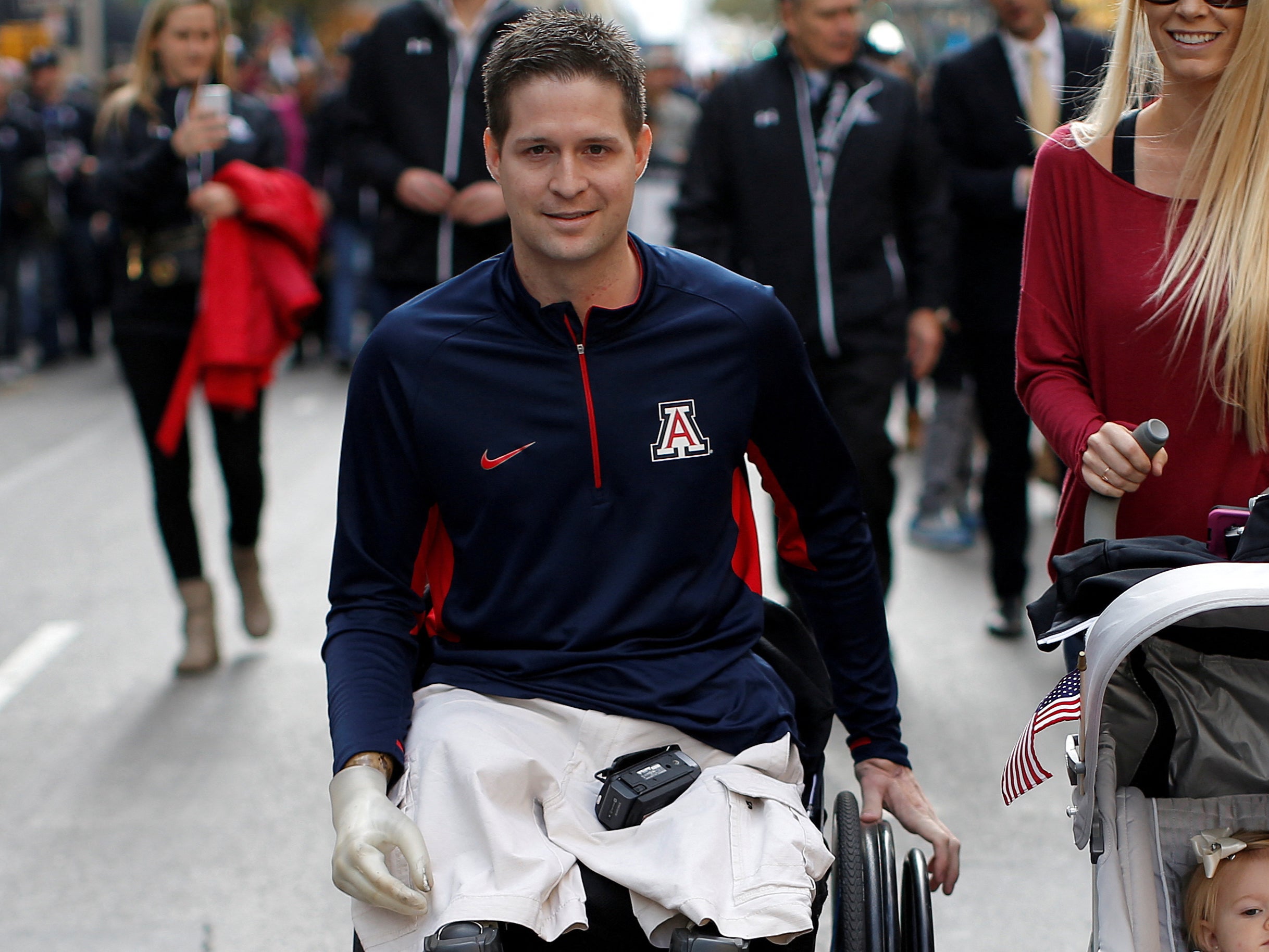 Brian Kolfage taking in the Veterans Day parade in New York in 2014