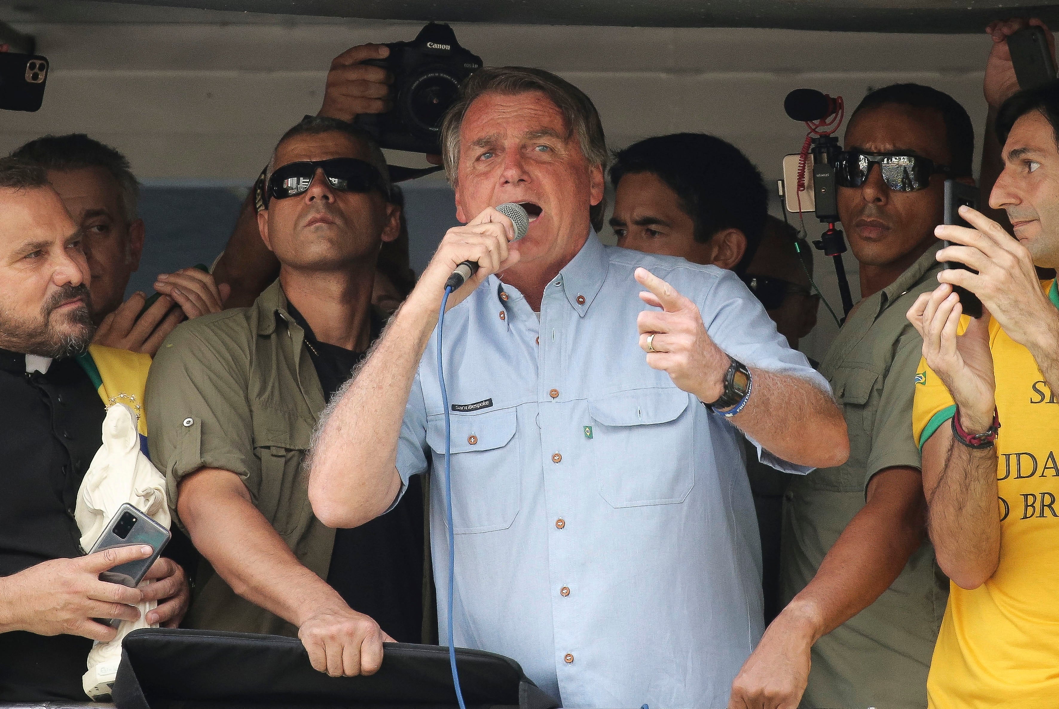 Bolsonaro delivers a speech in Sao Paulo on Brazil’s Independence Day in September 2021