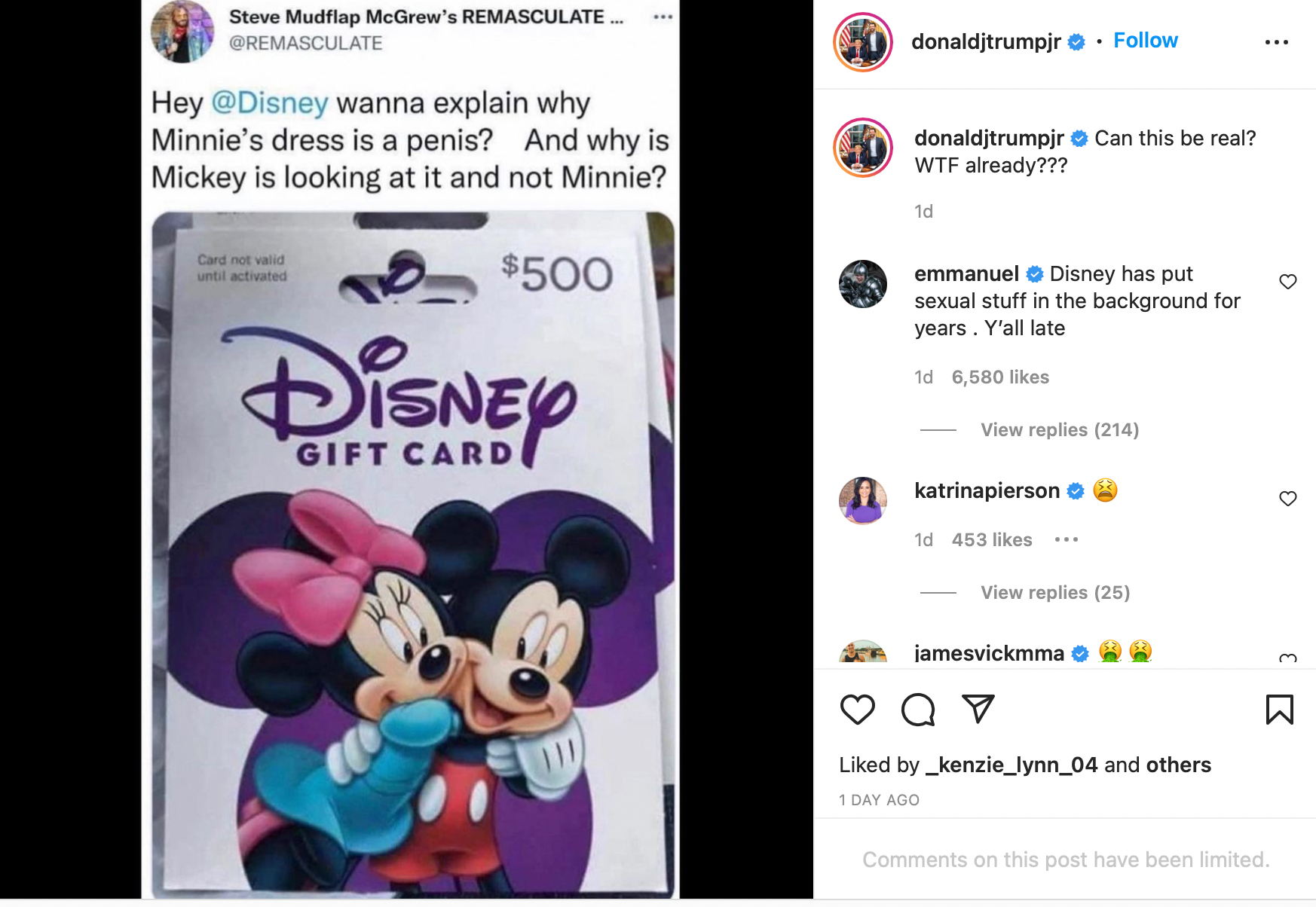 Culture warrior Donald Trump Jr has joined in the attacks on Disney since it opposed Florida’s Don’t Say Gay bill