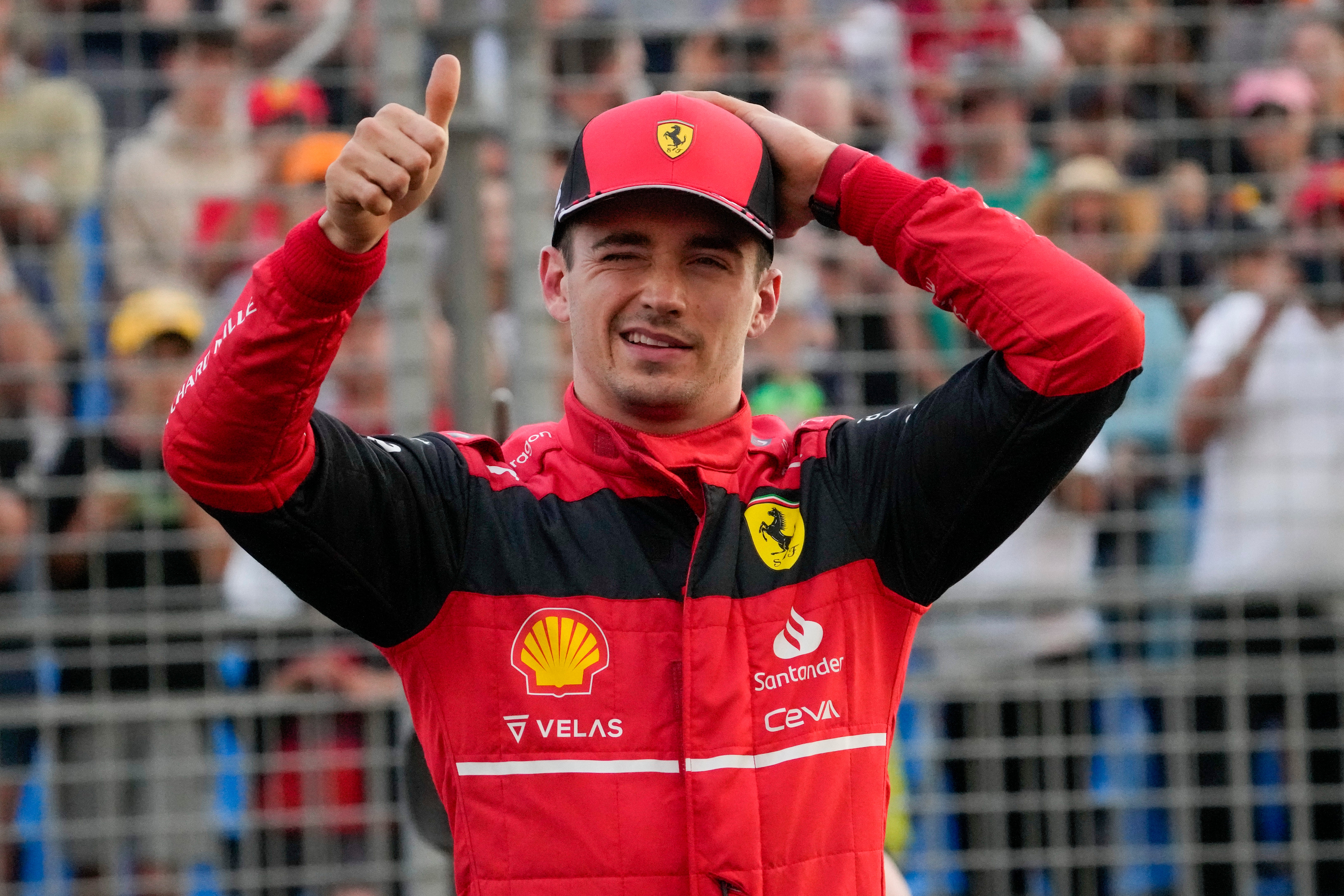 Charles Leclerc will start the race from pole position (Simon Baker/AP)