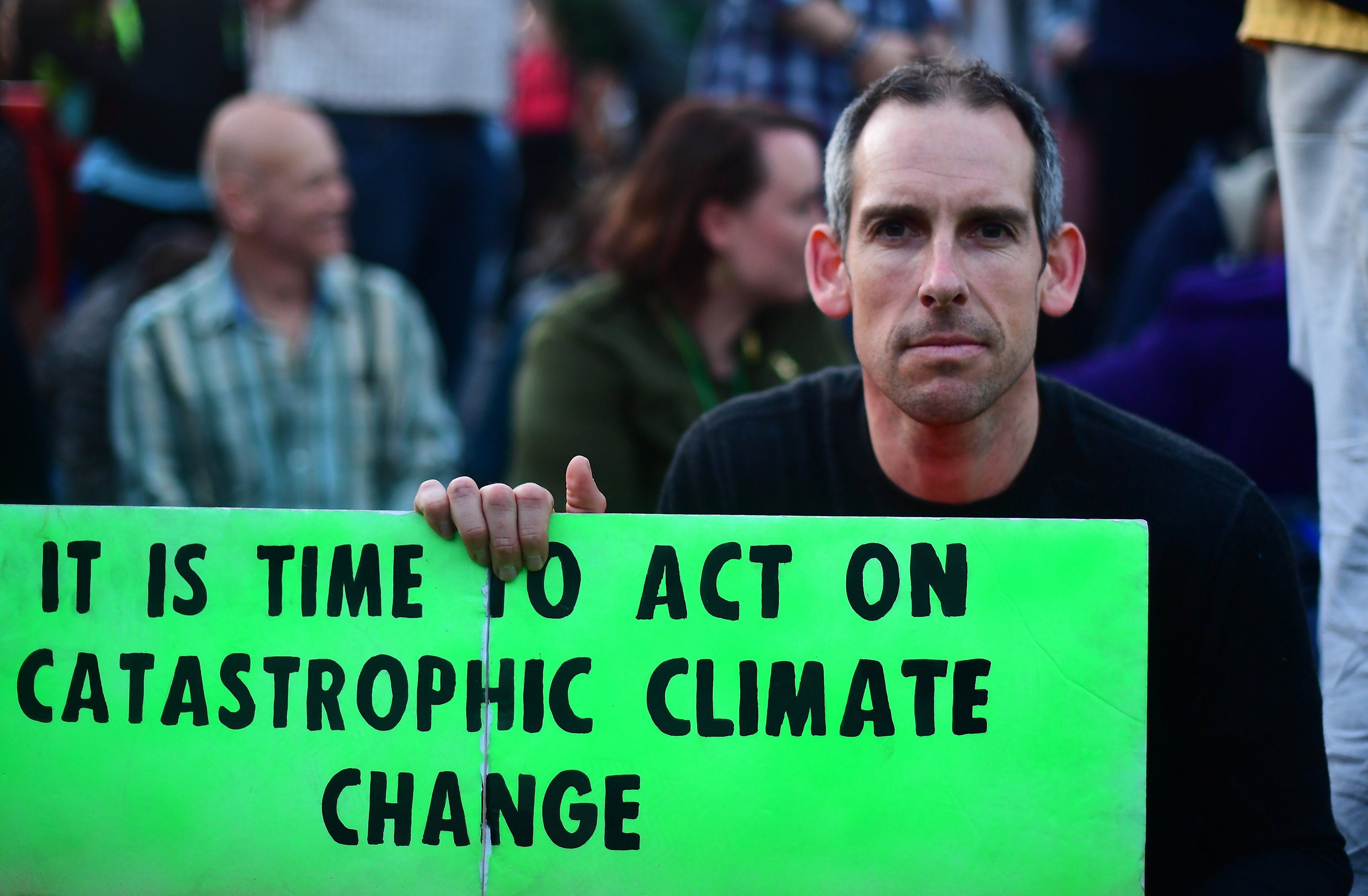 Olympic gold medalist Etienne Stott at an Extinction Rebellion protest