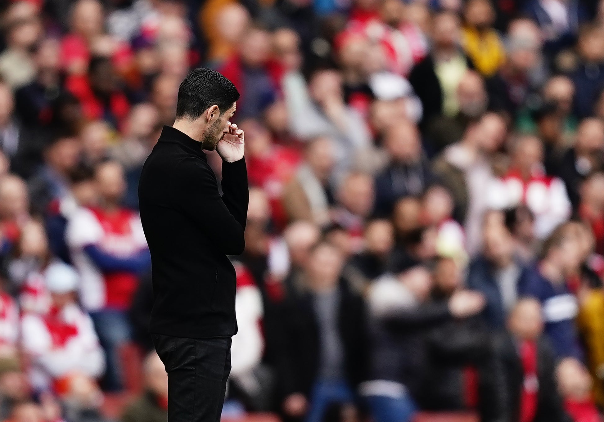 Mikel Arteta reacts during Arsenal’s defeat