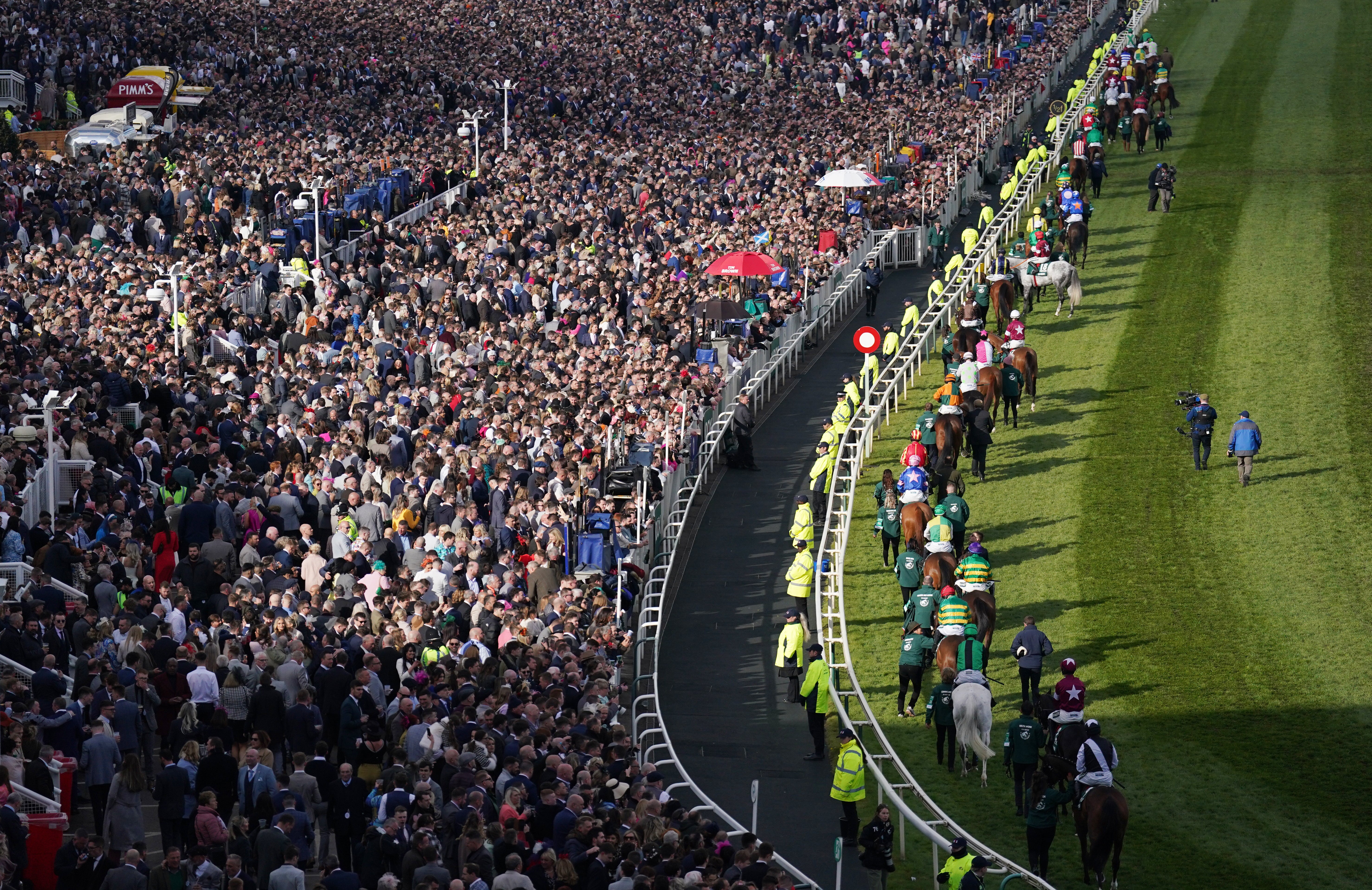 A view of the crowds before the Grand National (Tim Goode/PA)