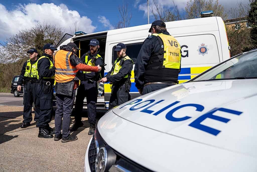 Officers at a protest in Thurrock, Essex. (Essex Police/PA)