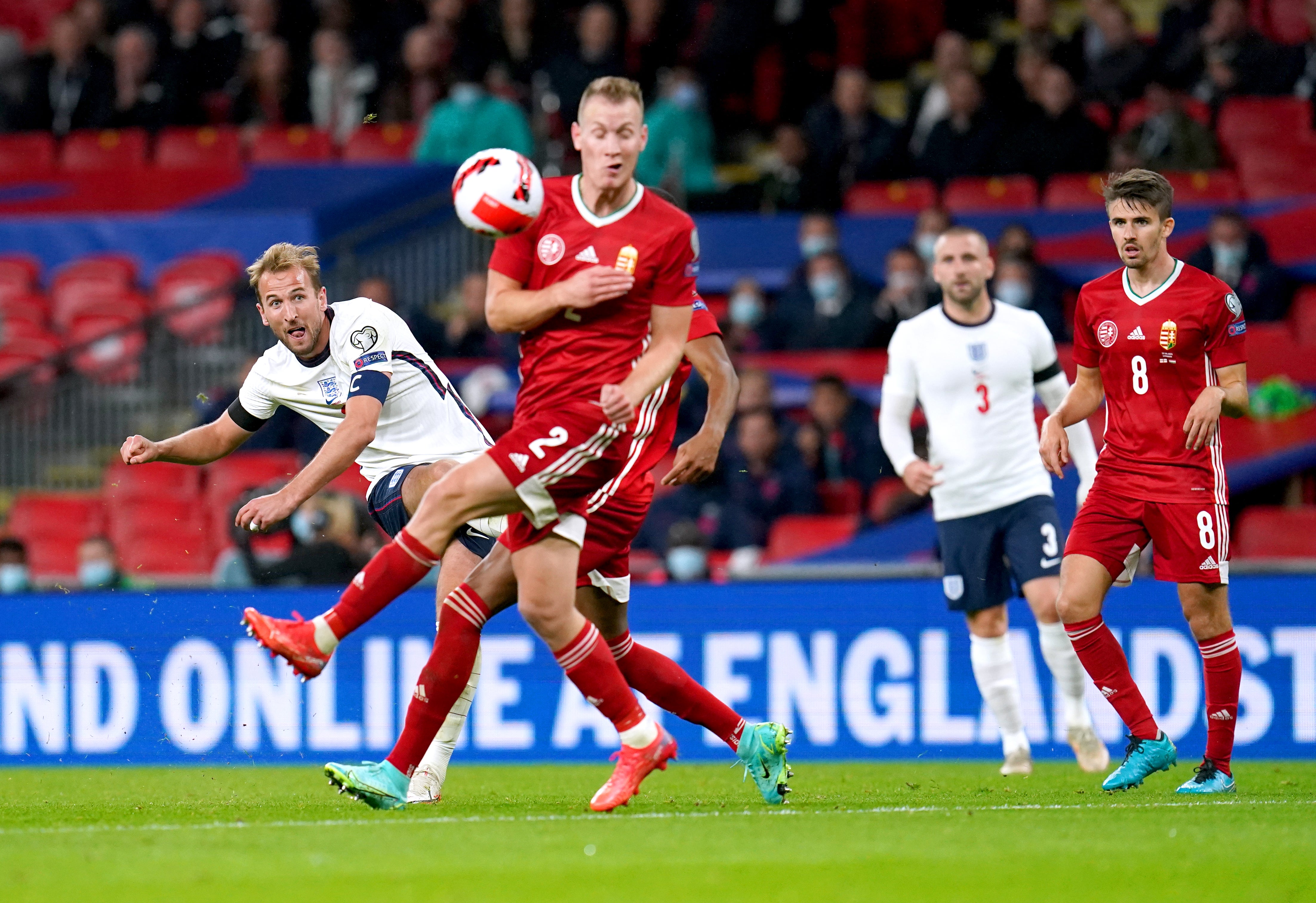 Harry Kane, left, will face Hungary twice more in June (Nick Potts/PA)