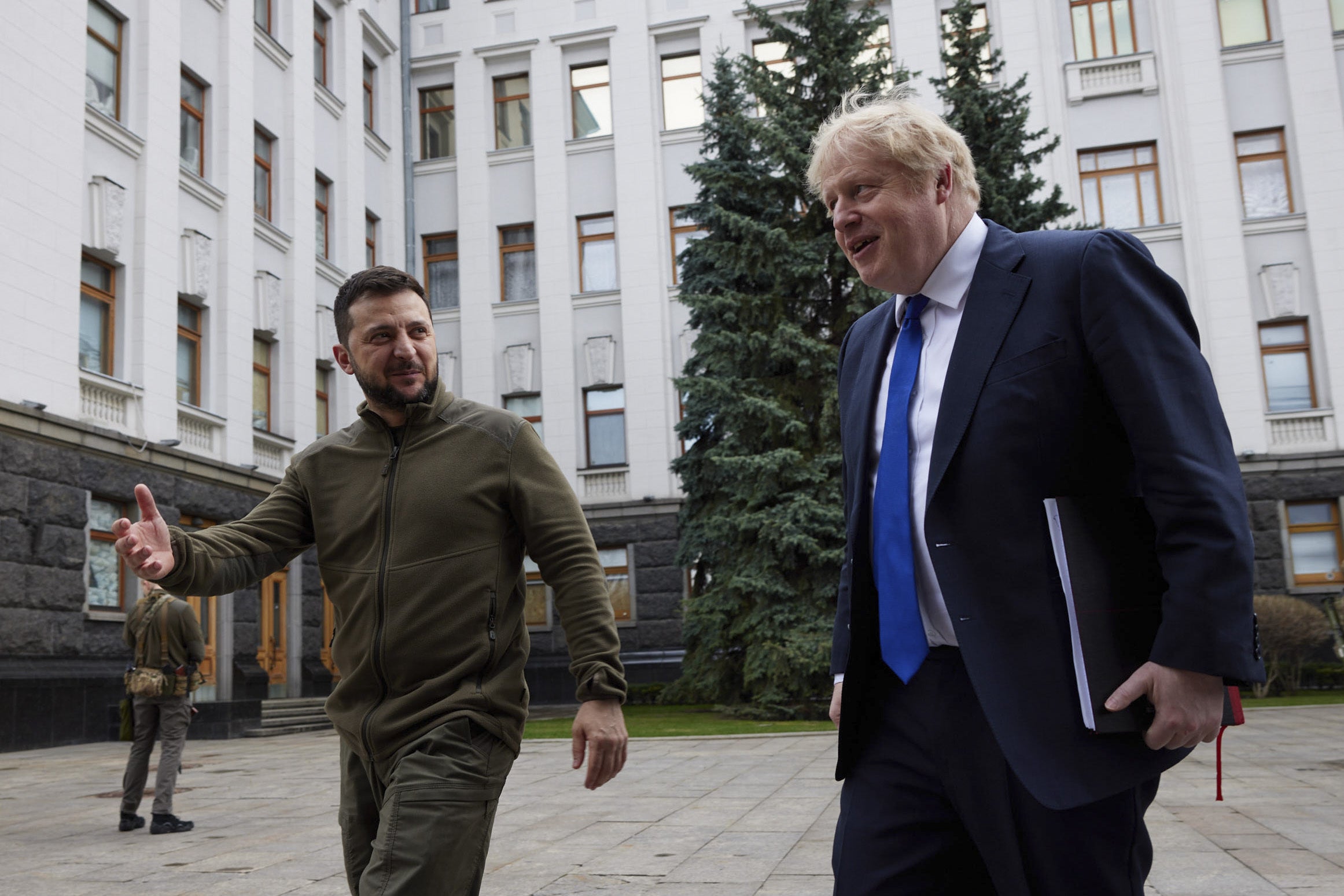 Volodymyr Zelensky with Boris Johnson in Kyiv (Ukrainian Presidential Press Office/PA)