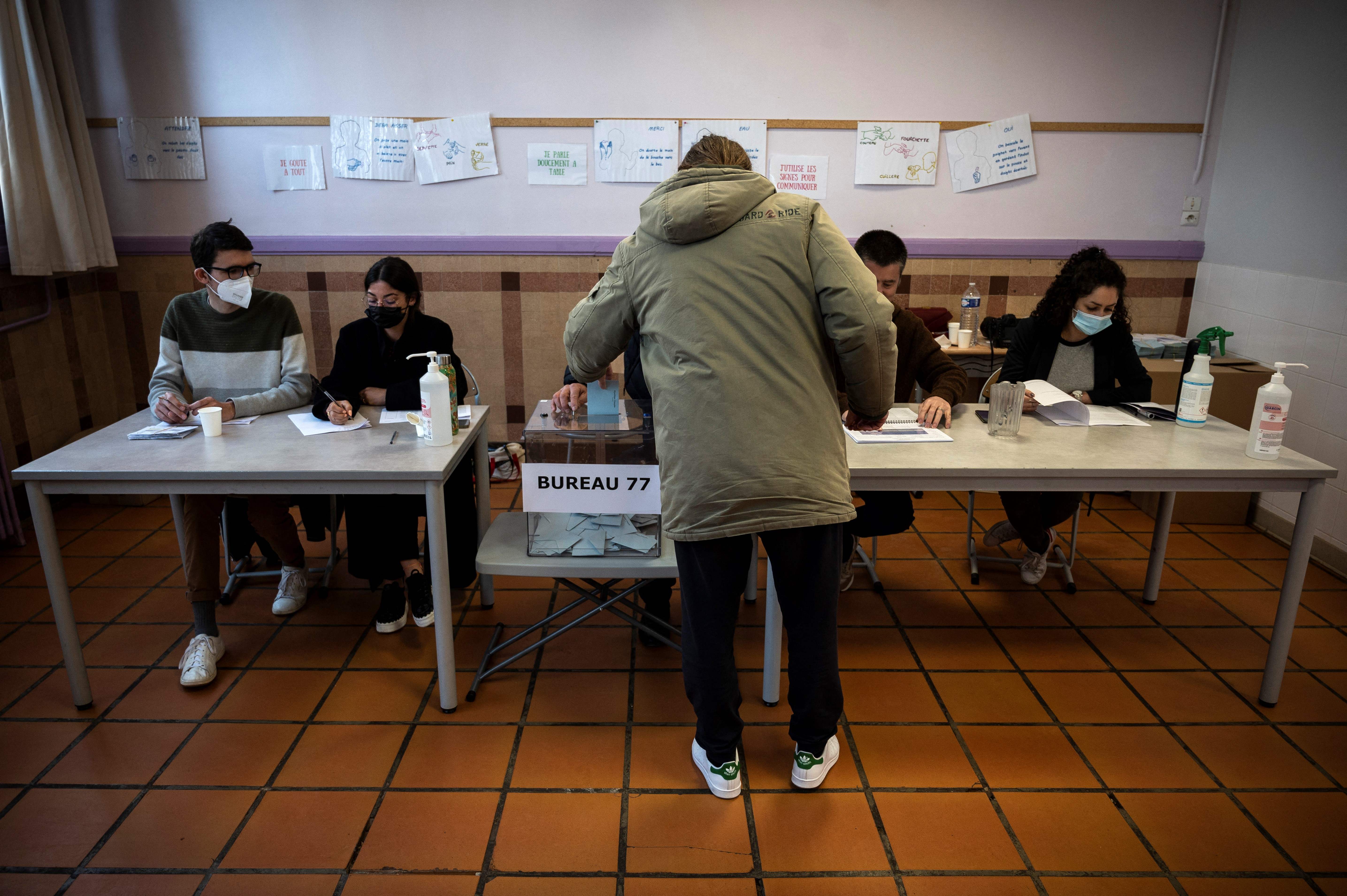 Voting at a polling station in Toulouse, southwestern France