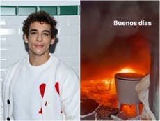 Money Heist star Miguel Herrán sobs on camera as he films fire destroying his home