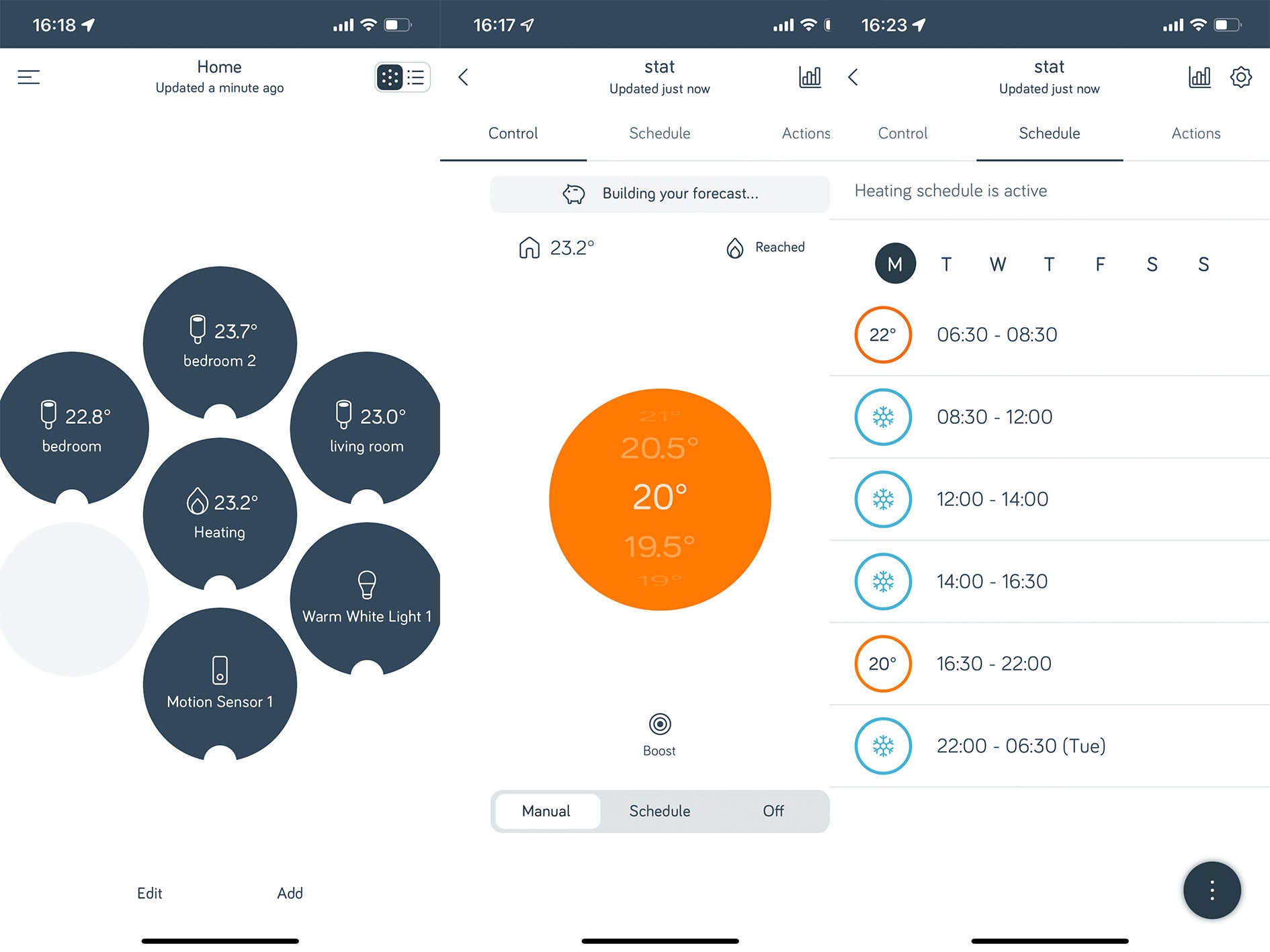 You can set schedules and boost the temperature for a set period of time right from the app