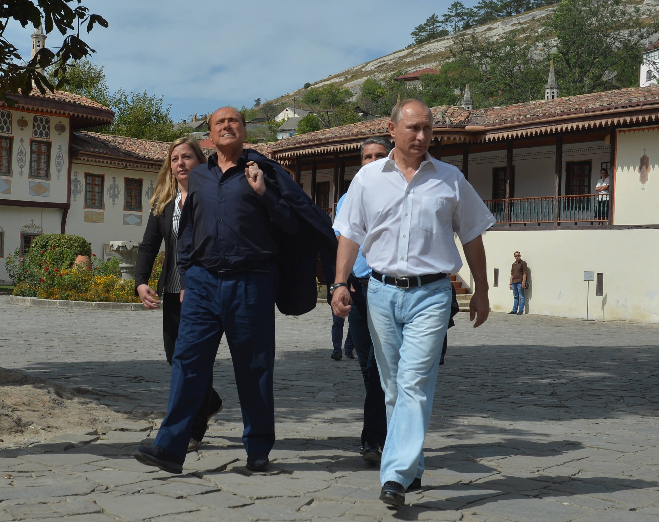 Putin and Berlusconi in Bakhchisaray, Crimea in 2015