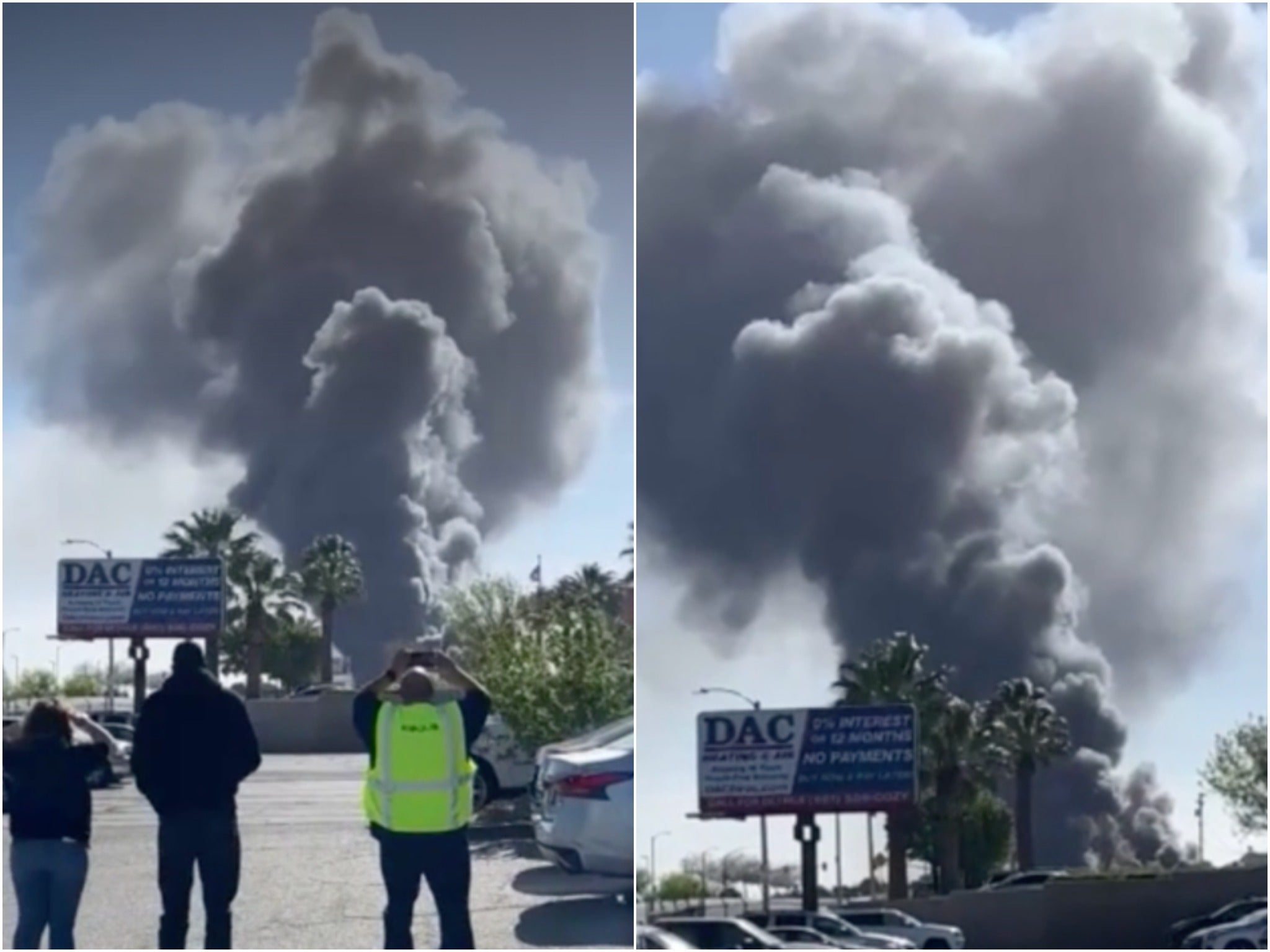 Video shows huge plume of smoke as California UPS facility engulfed in flames