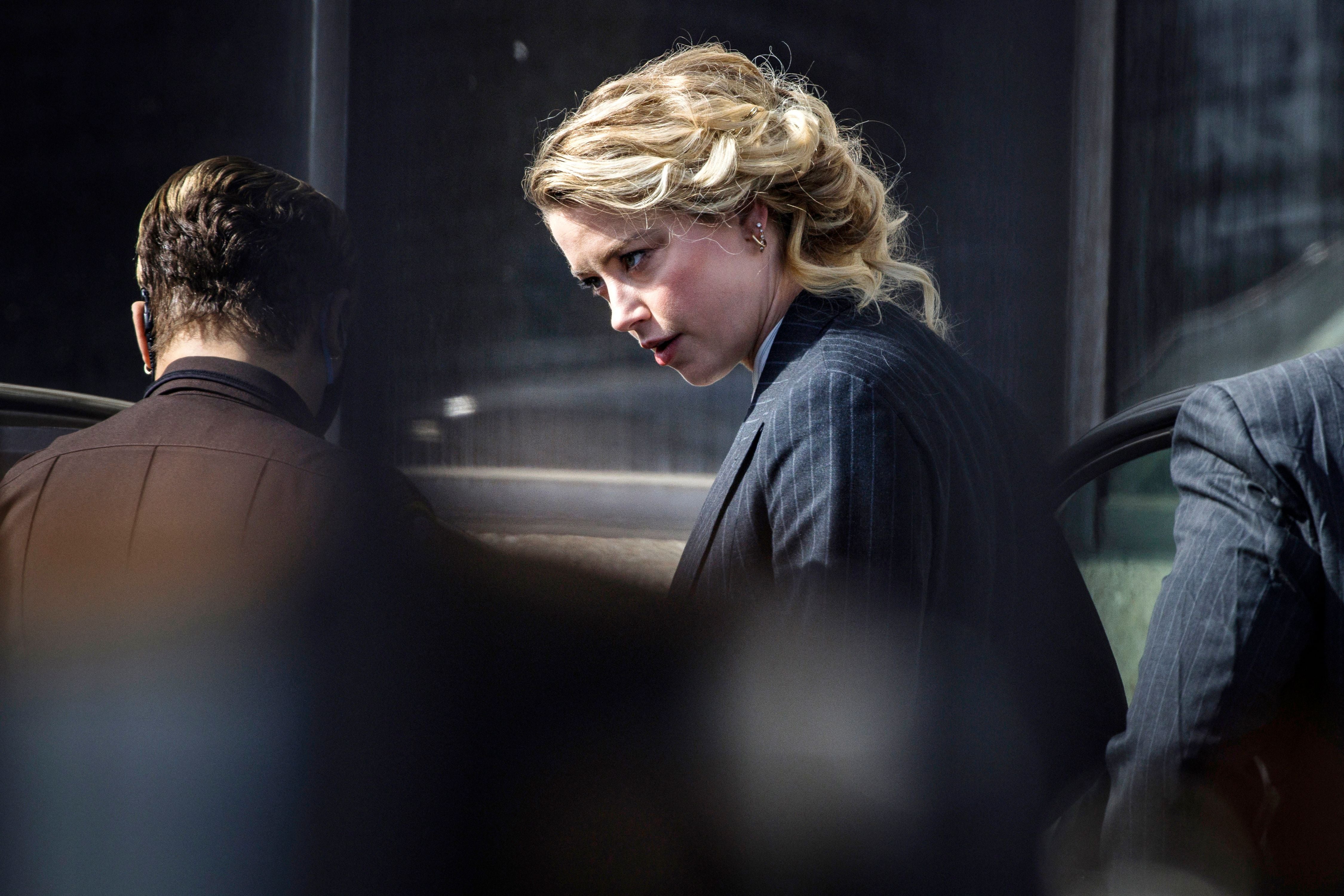 Amber Heard leaves the Fairfax County Circuit Court in Fairfax, Virginia on 11 April 2022