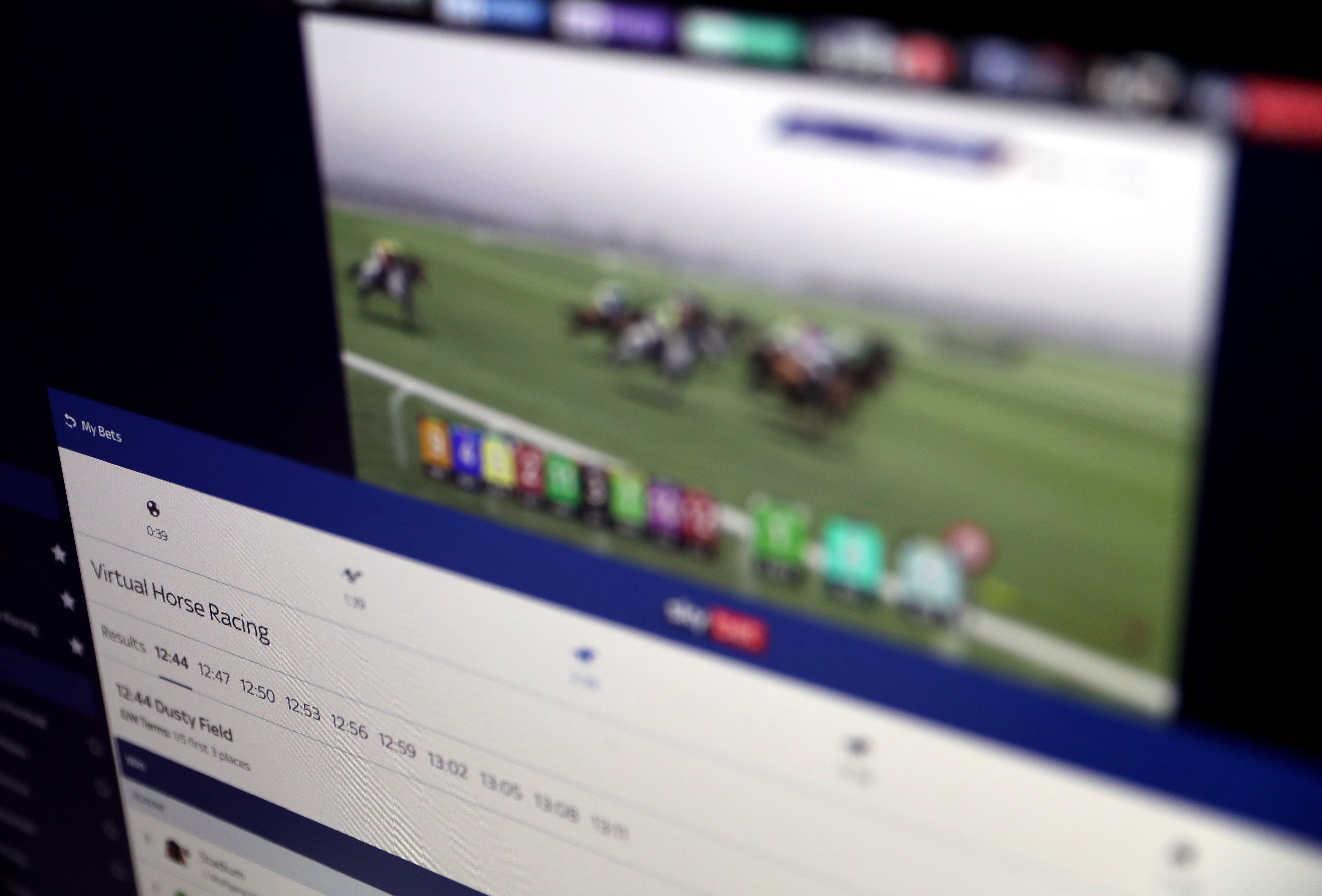 A general view of betting website taking bets on virtual horse racing (PA)