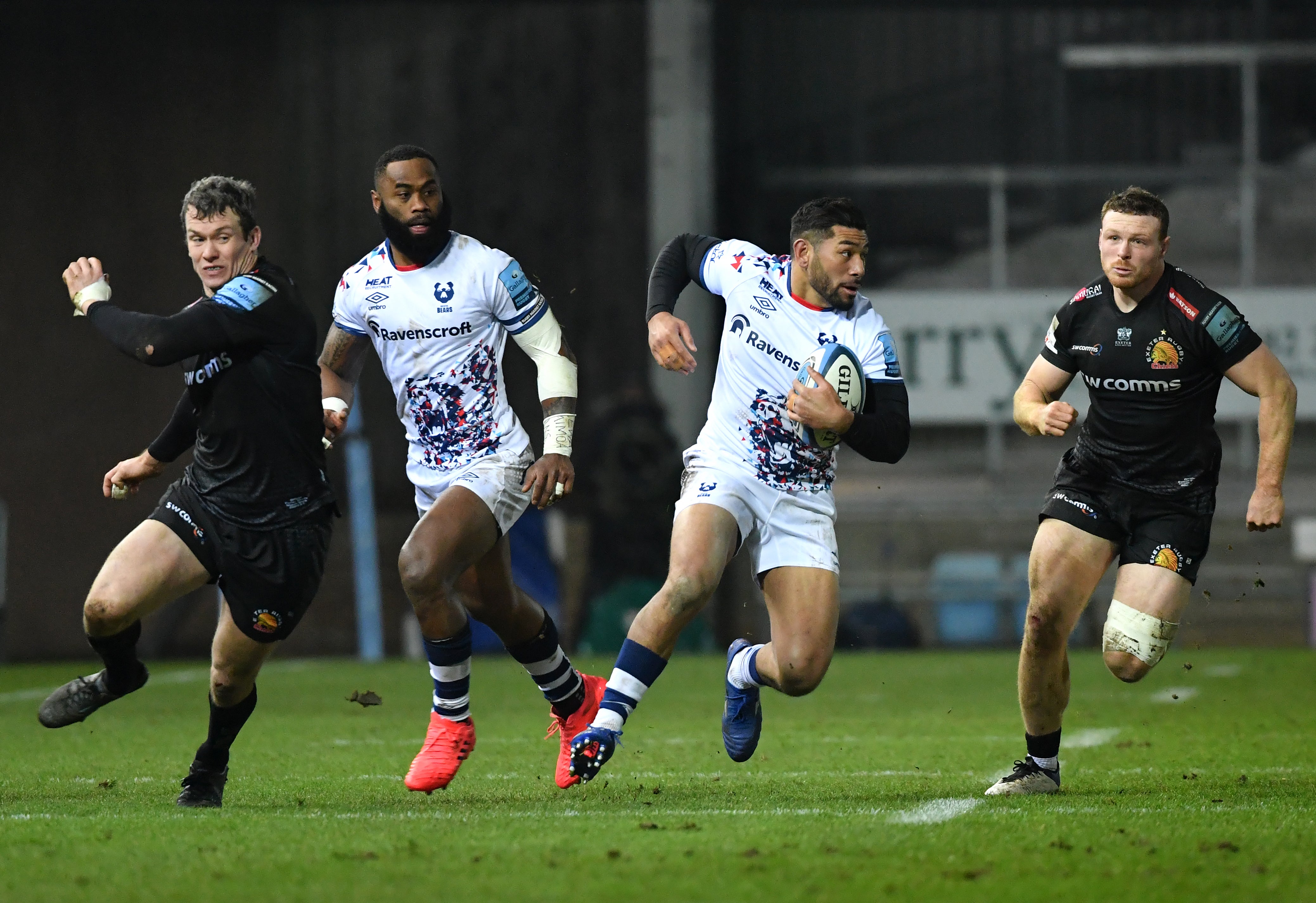 Semi Radradra (second left) and Charles Piutau (second right) are staying at Bristol next season (Simon Galloway/PA)