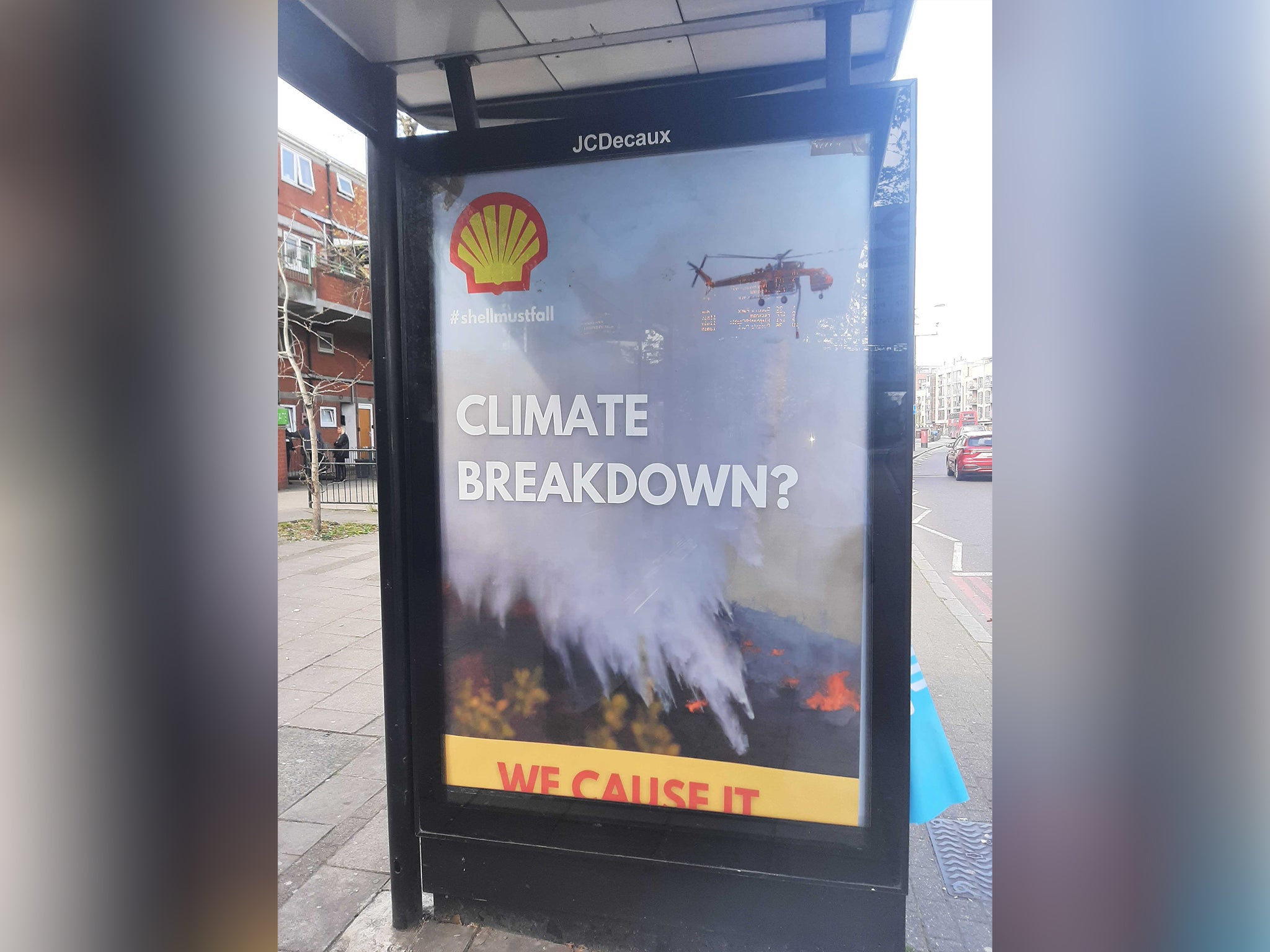 A spoof Shell advert in Peckham in southeast London