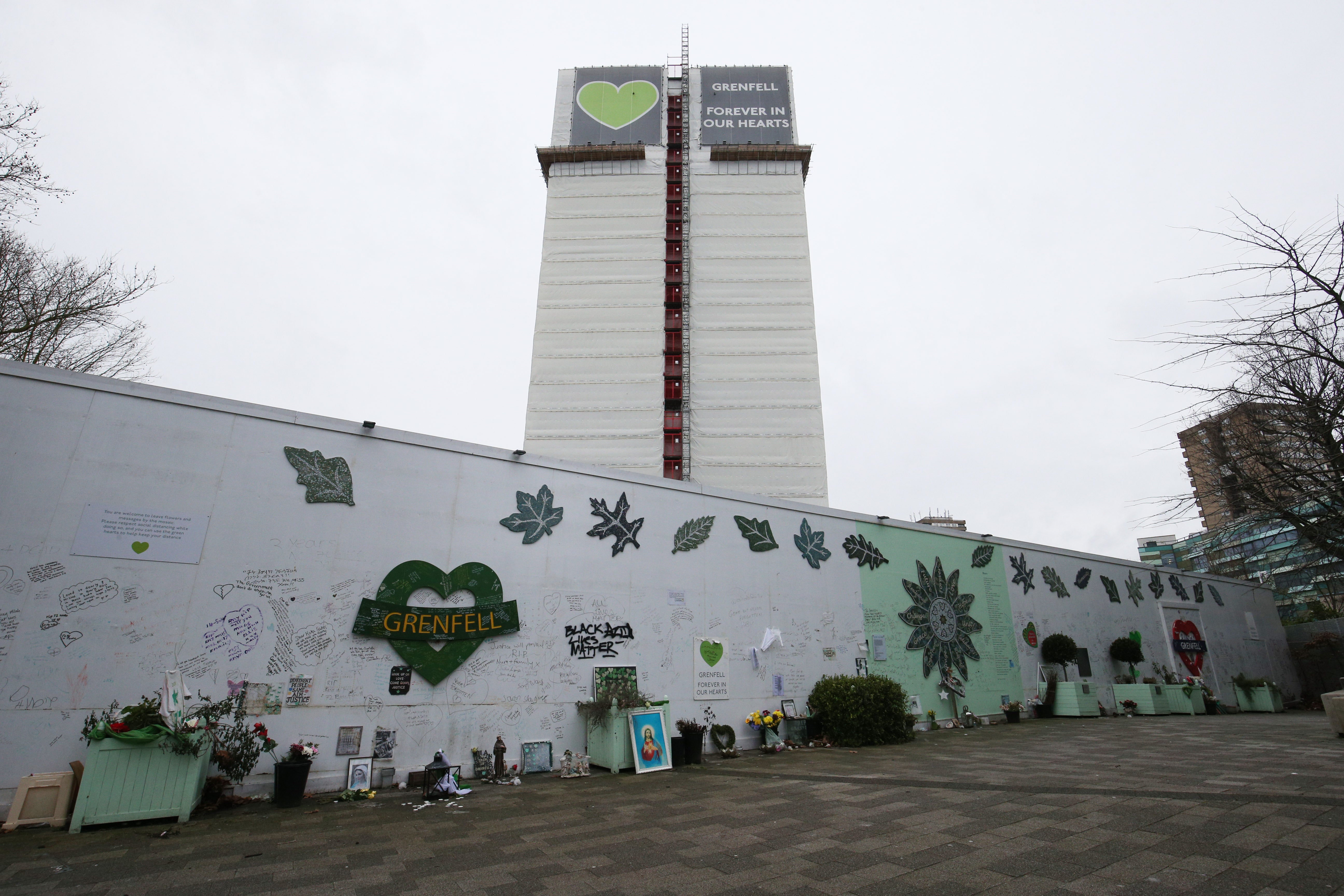 The Grenfell Memorial Wall (Jonathan Brady/PA)