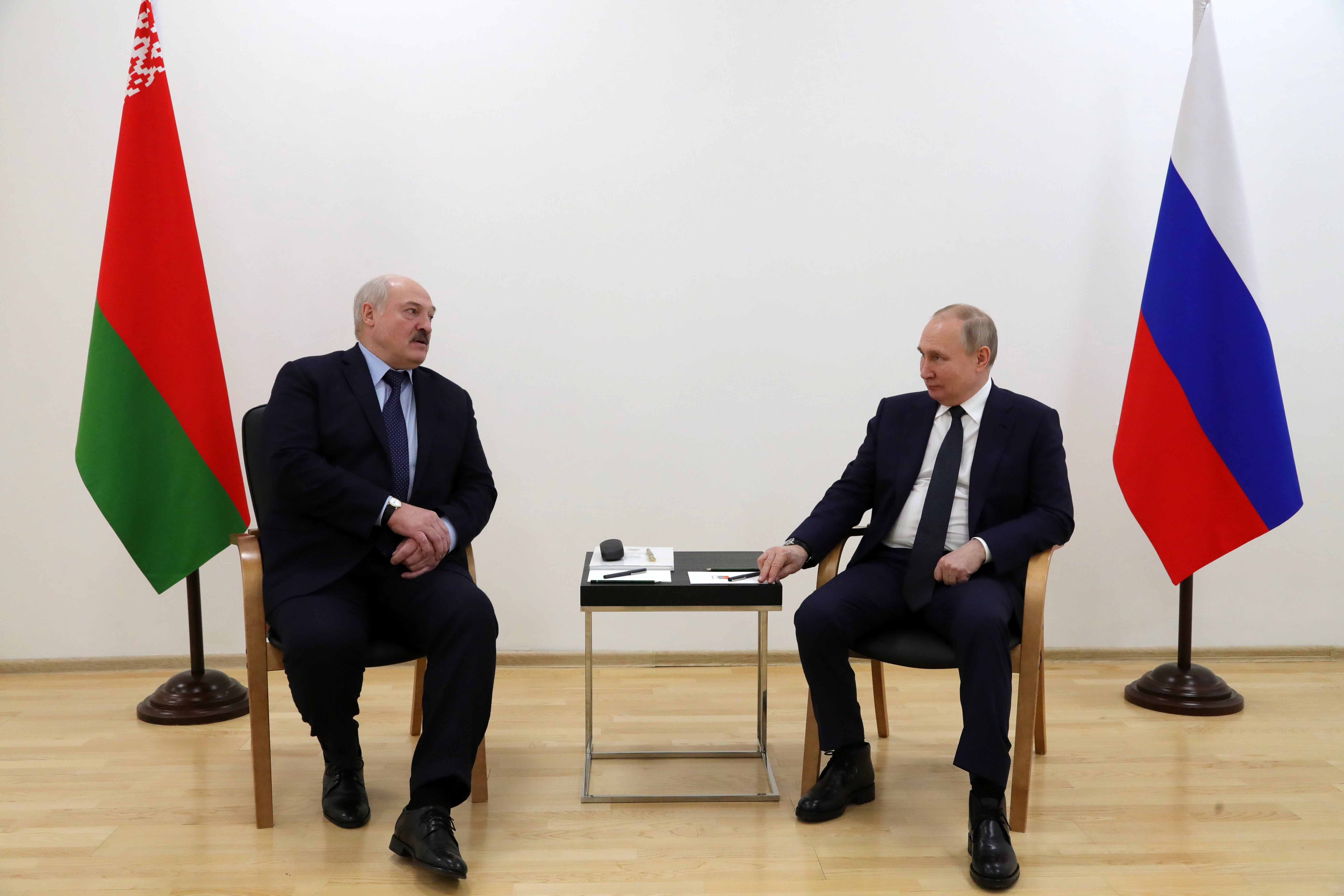 Russian President Vladimir Putinand Belarusian President Alexander Lukashenko at the meeting on Tuesday